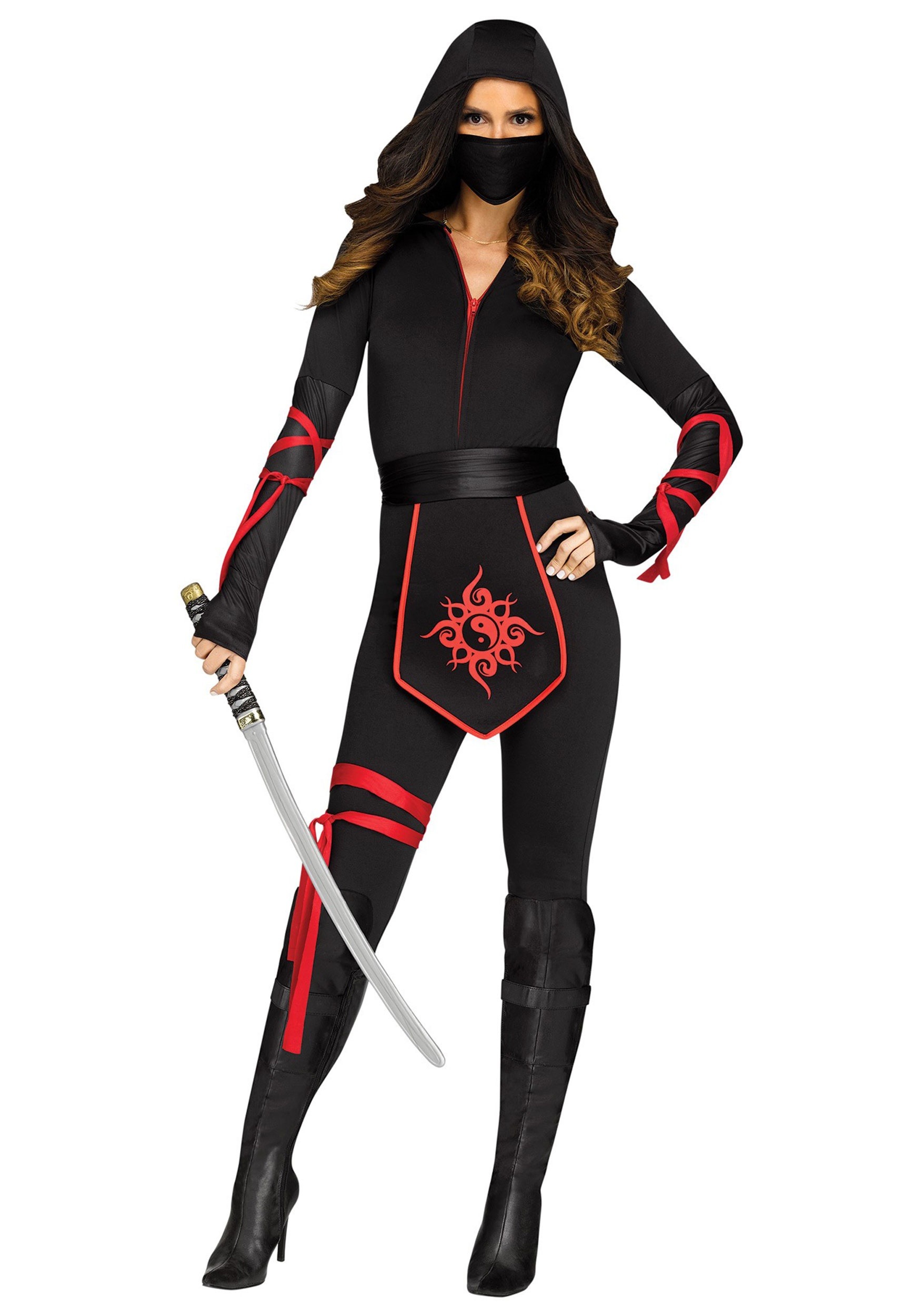 Photos - Fancy Dress Ninja Fun World Sexy  Warrior  Costume for Women Black/Red 