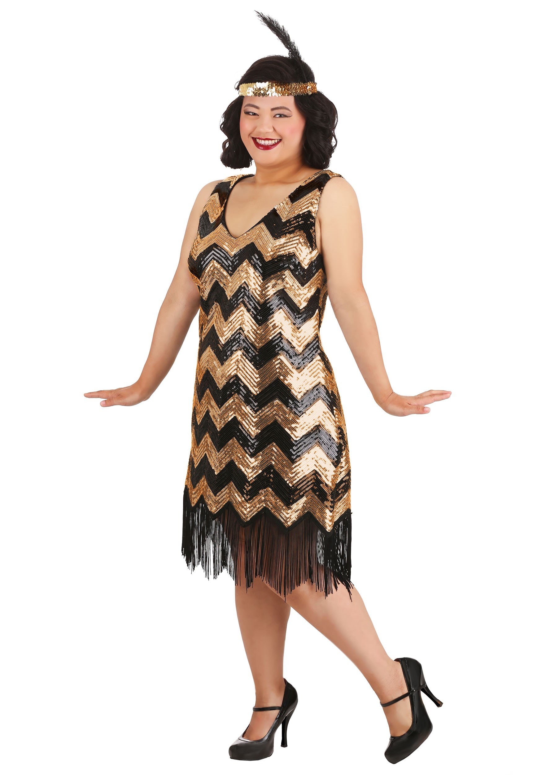 Plus Size Dolled Up Flapper Fancy Dress Costume For Women , Plus Size Flapper Fancy Dress Costumes