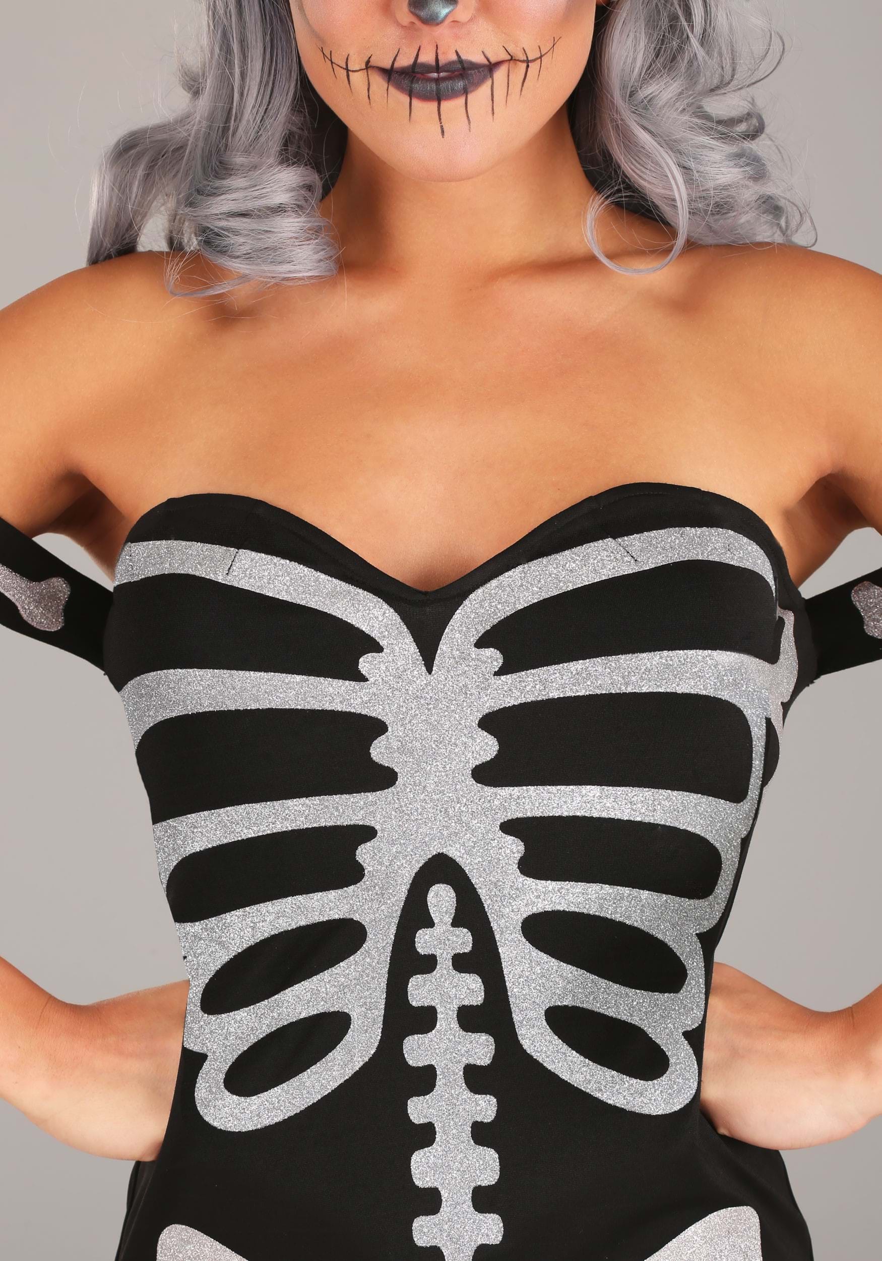 High Fashion Skeleton Womens Fancy Dress Costume
