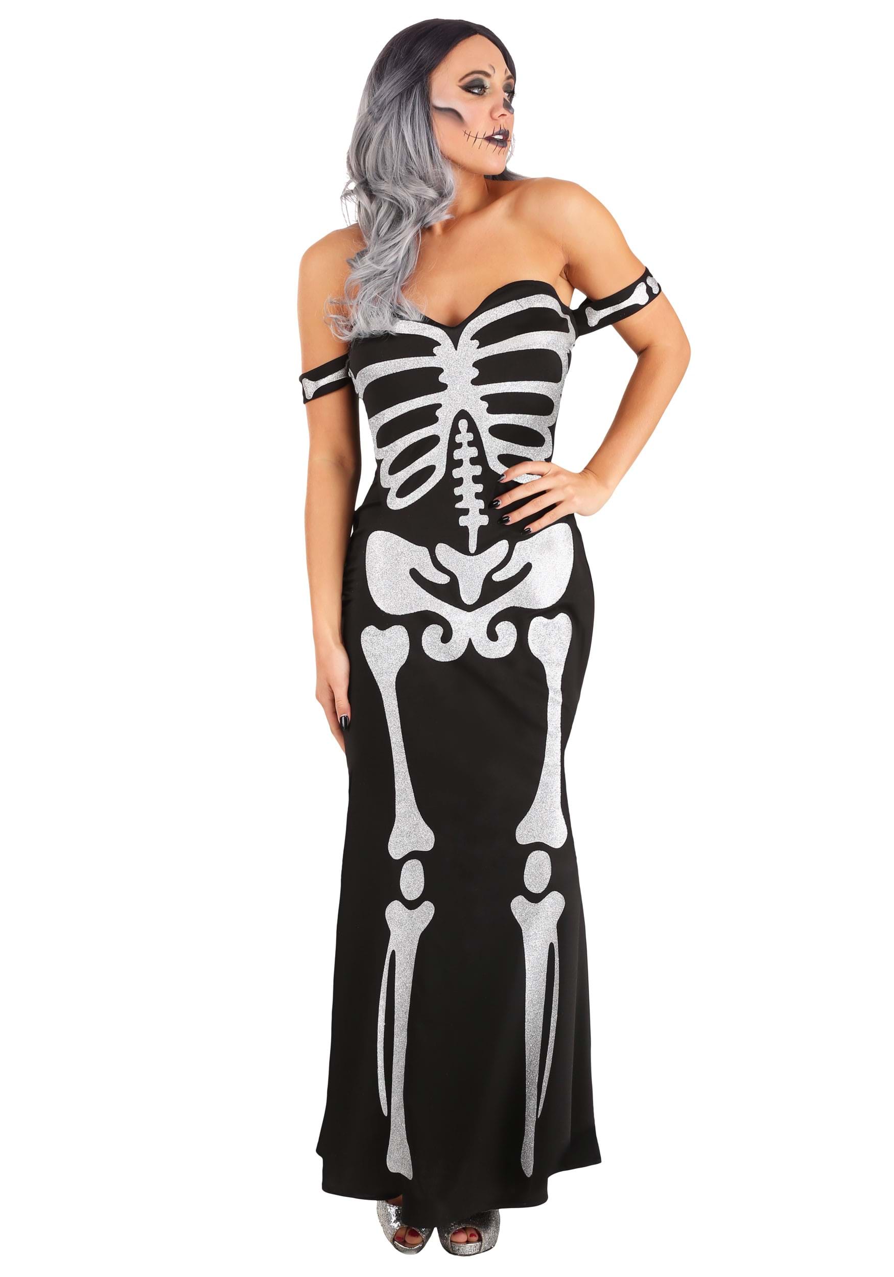 High Fashion Skeleton Womens Fancy Dress Costume