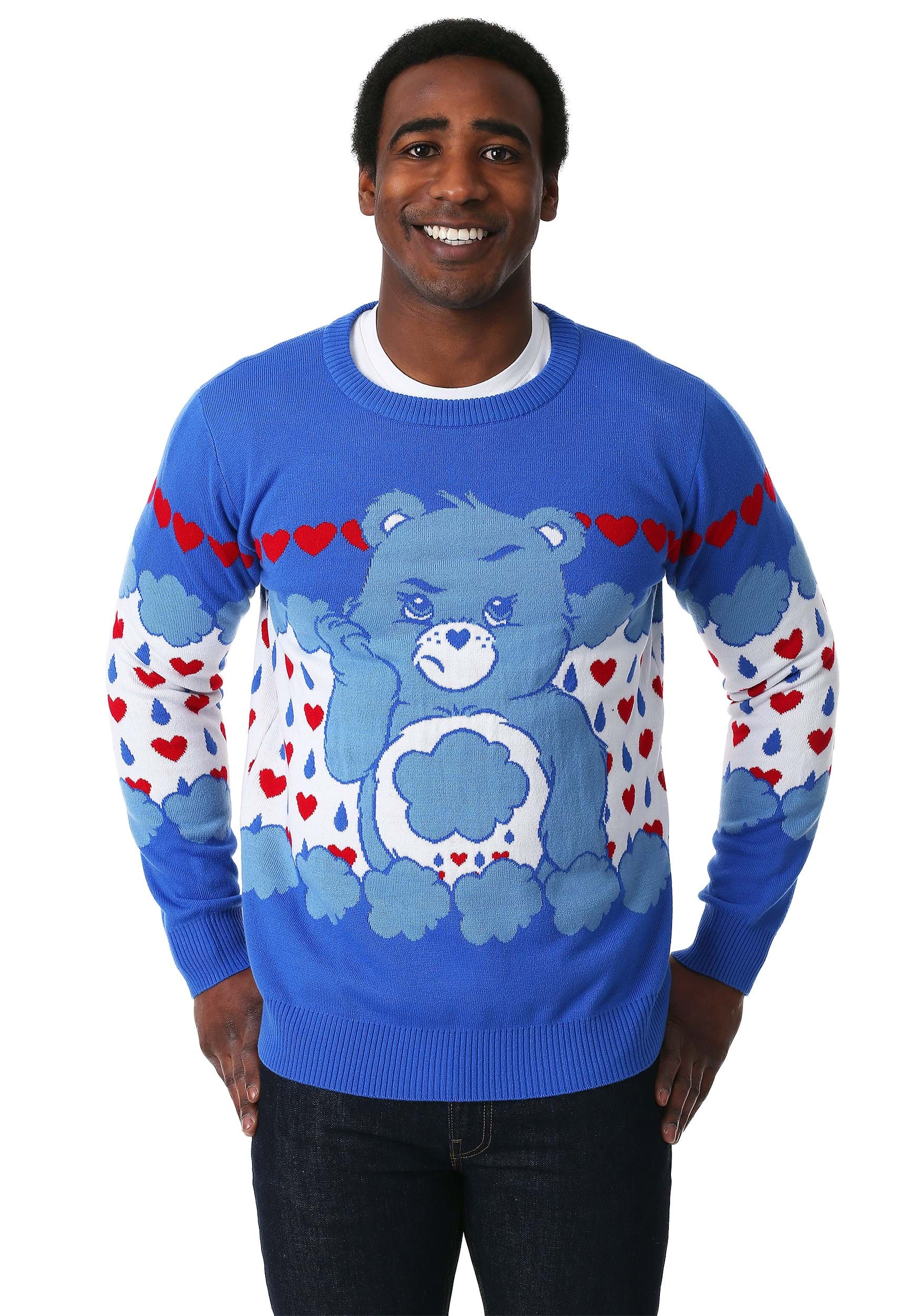 Photos - Fancy Dress BEAR FUN Wear Adult Grumpy  Care Bears Ugly Christmas Sweater Blue/Red 