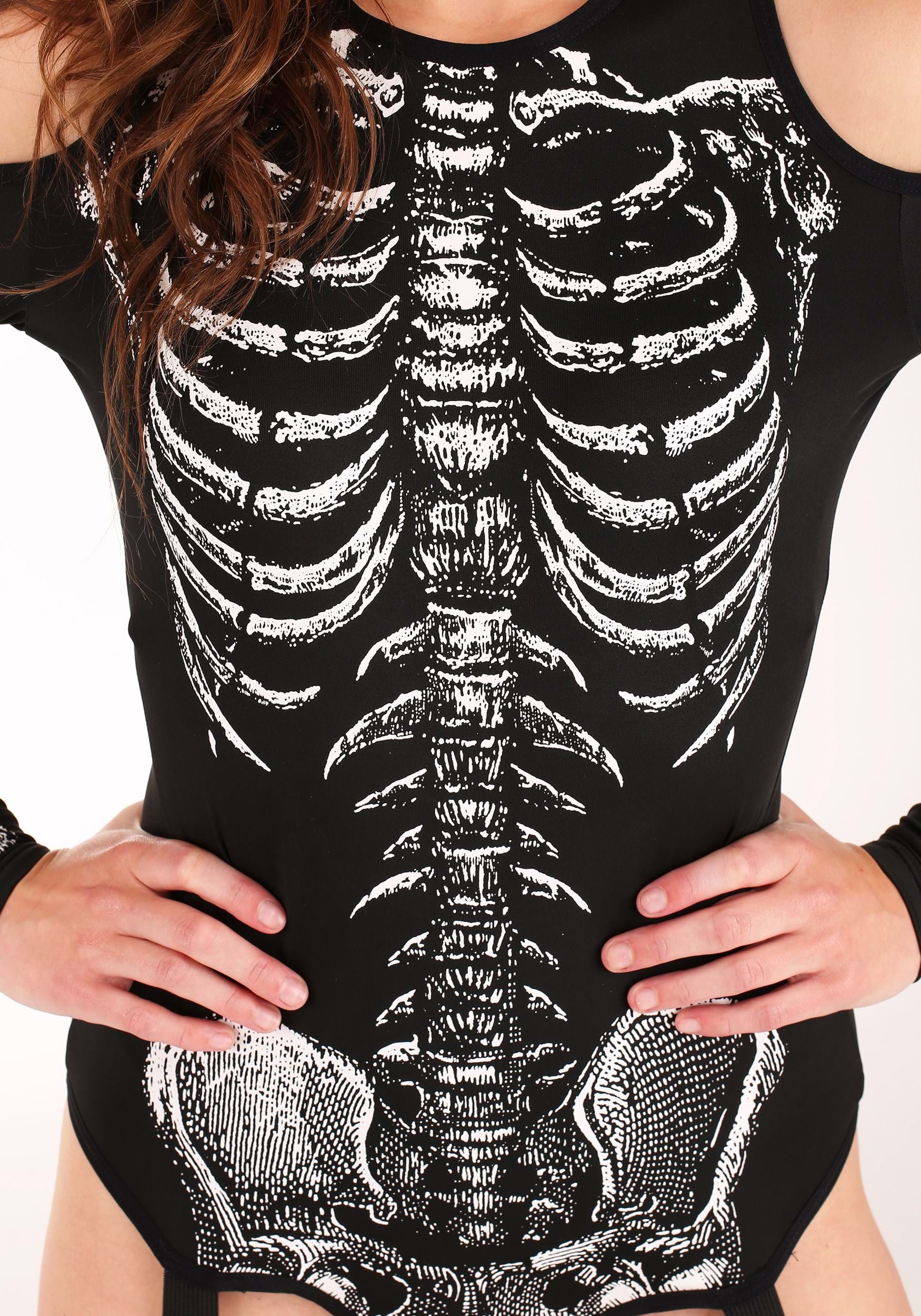 Women's Skeleton Bodysuit Fancy Dress Costume