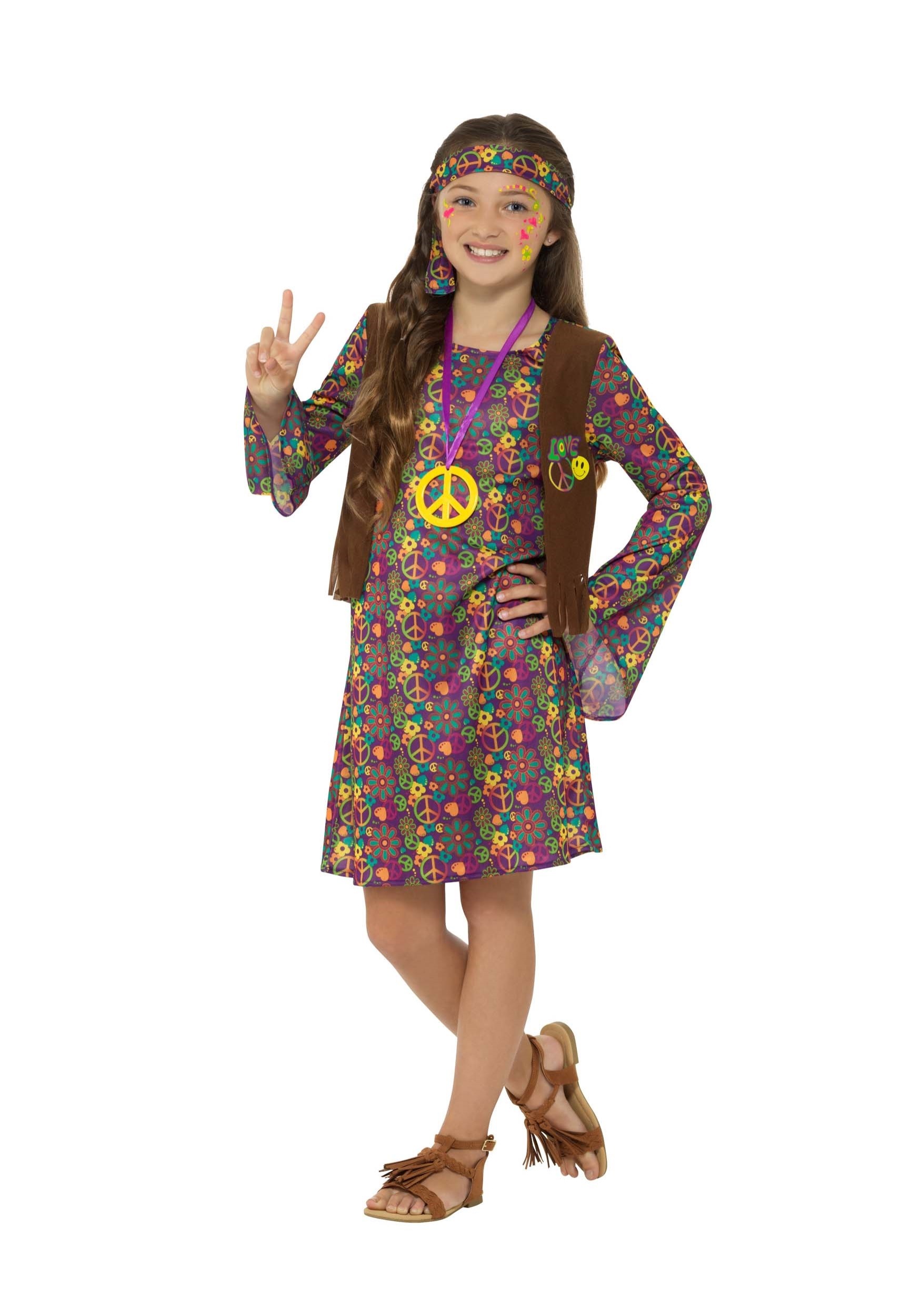 Hippie Girl's Fancy Dress Costume