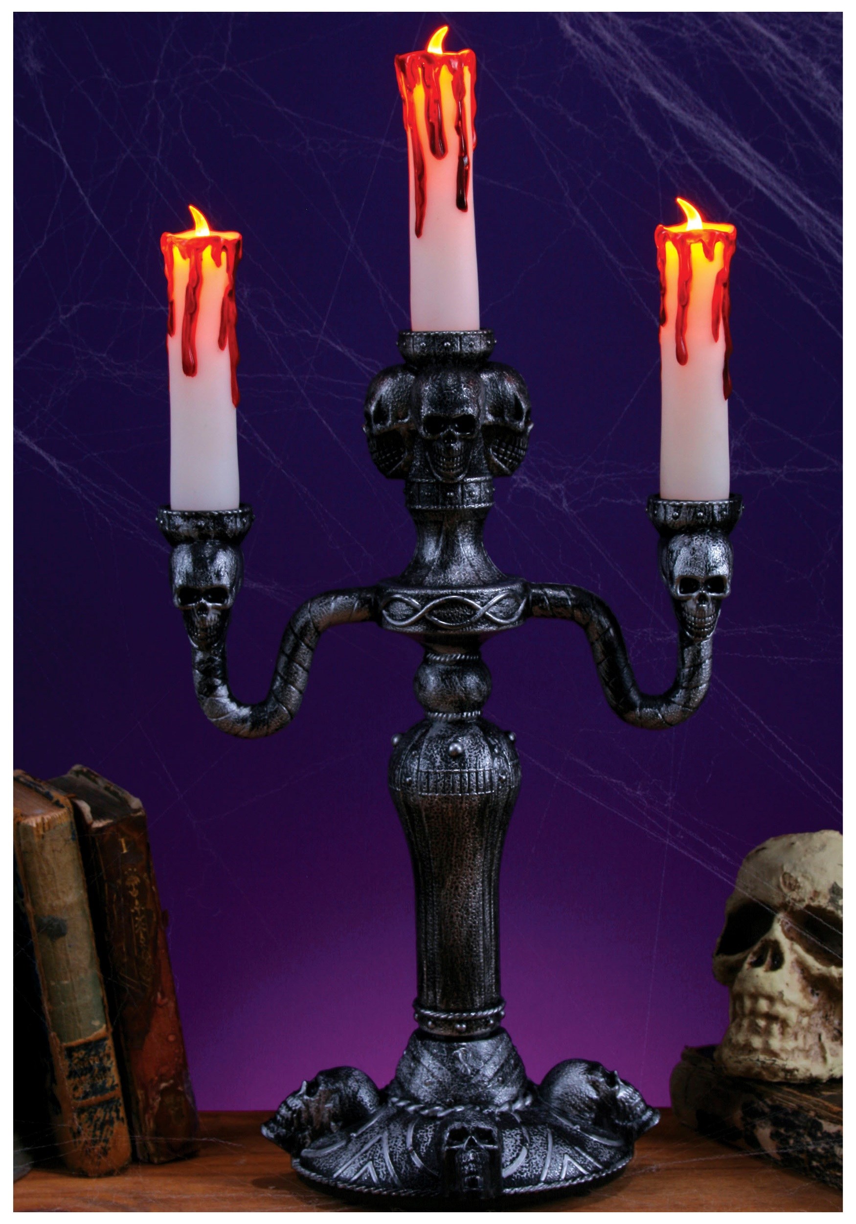 14-Inch Gothic Skull Candelabra LED Decoration | Table Decorations
