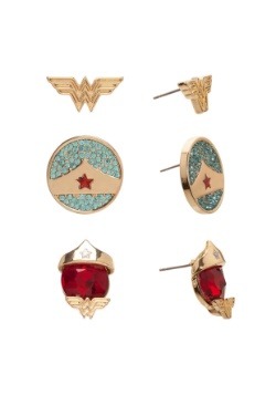 DC Comics Wonder Woman 3 Pair Stud Earrings