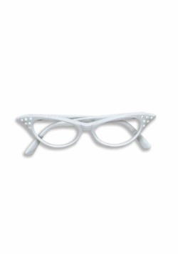 50s White Rhinestone Glasses