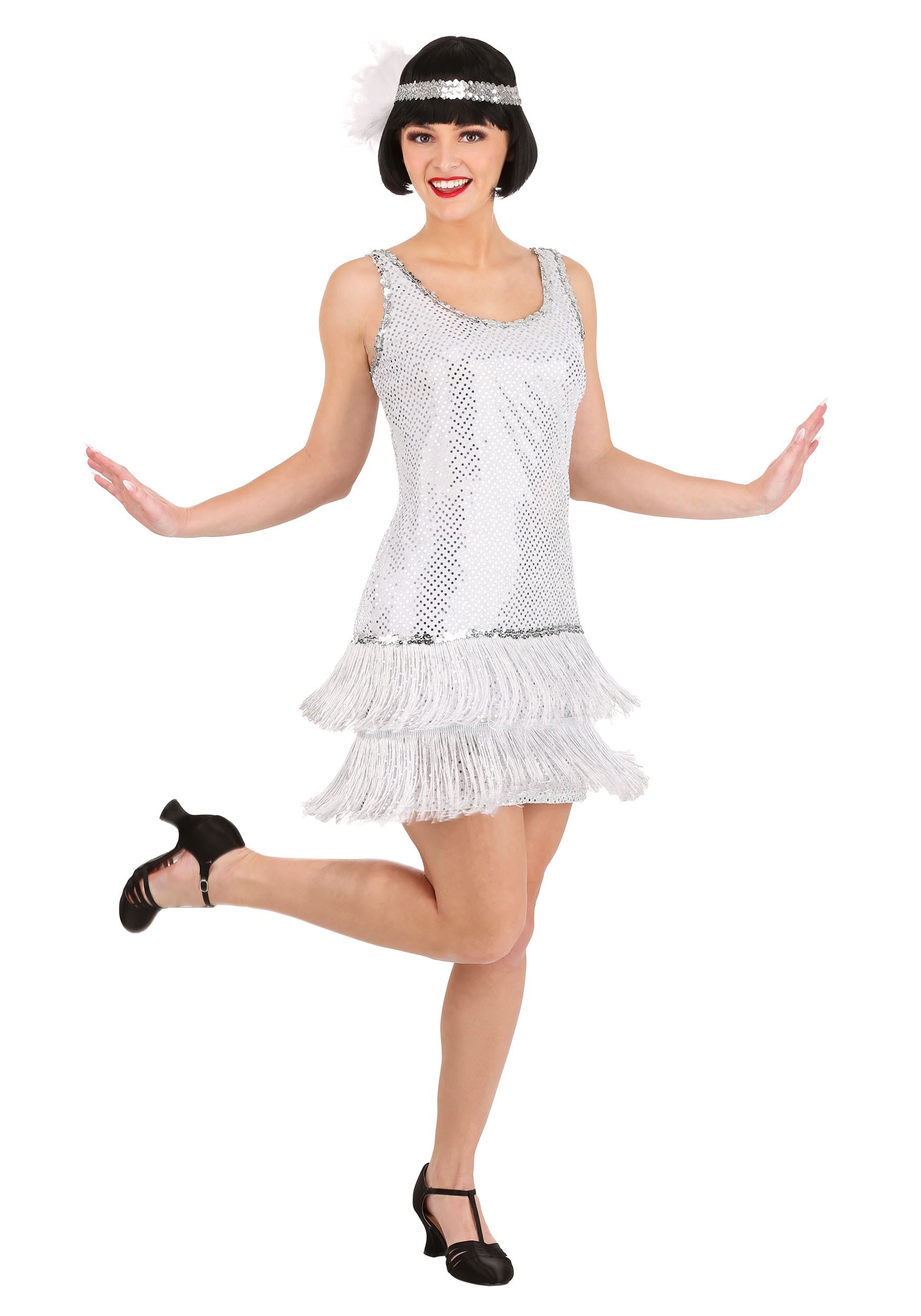 Silver Flapper Dress Fancy Dress Costume