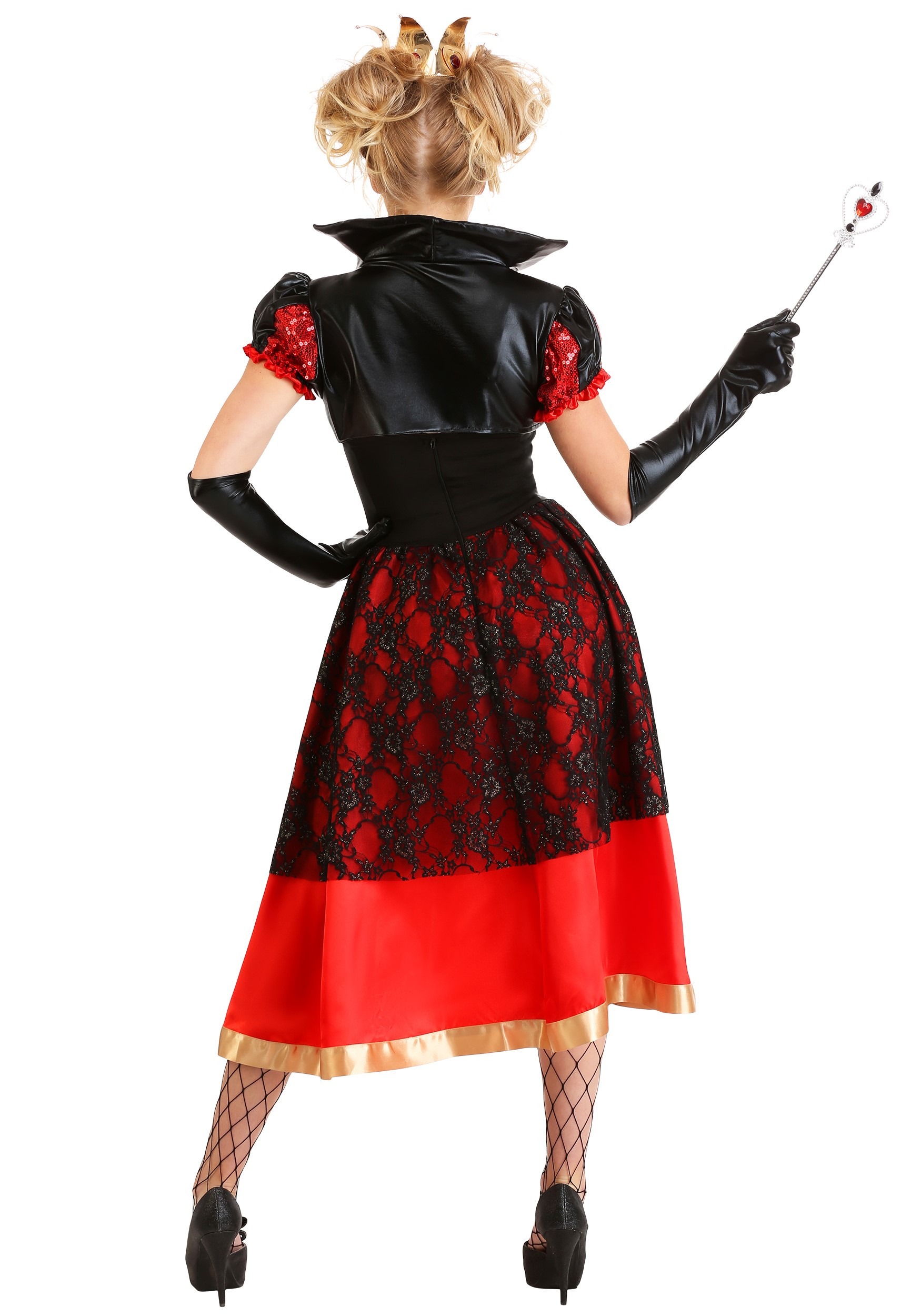 Womens Dark Queen Of Hearts Fancy Dress Costume