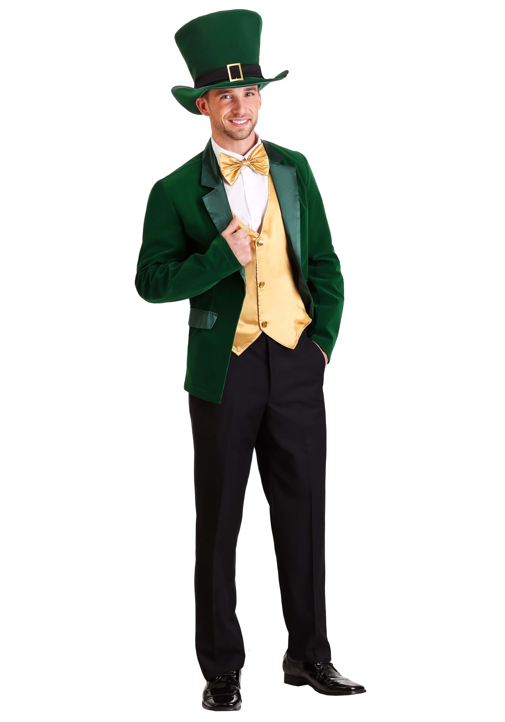 Photos - Fancy Dress A&D FUN Costumes Men's Gold and Green Leprechaun  Costume Orange 