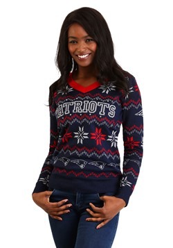New England Patriots Women's Light Up V-Neck Sweater