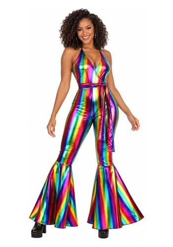 Womens Rainbow Rave Disco Costume Main 2