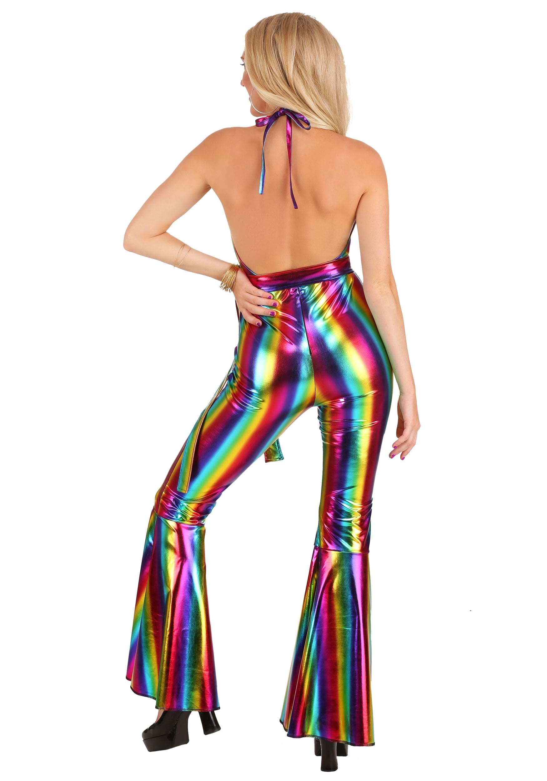 Rainbow Rave Disco Women's Fancy Dress Costume