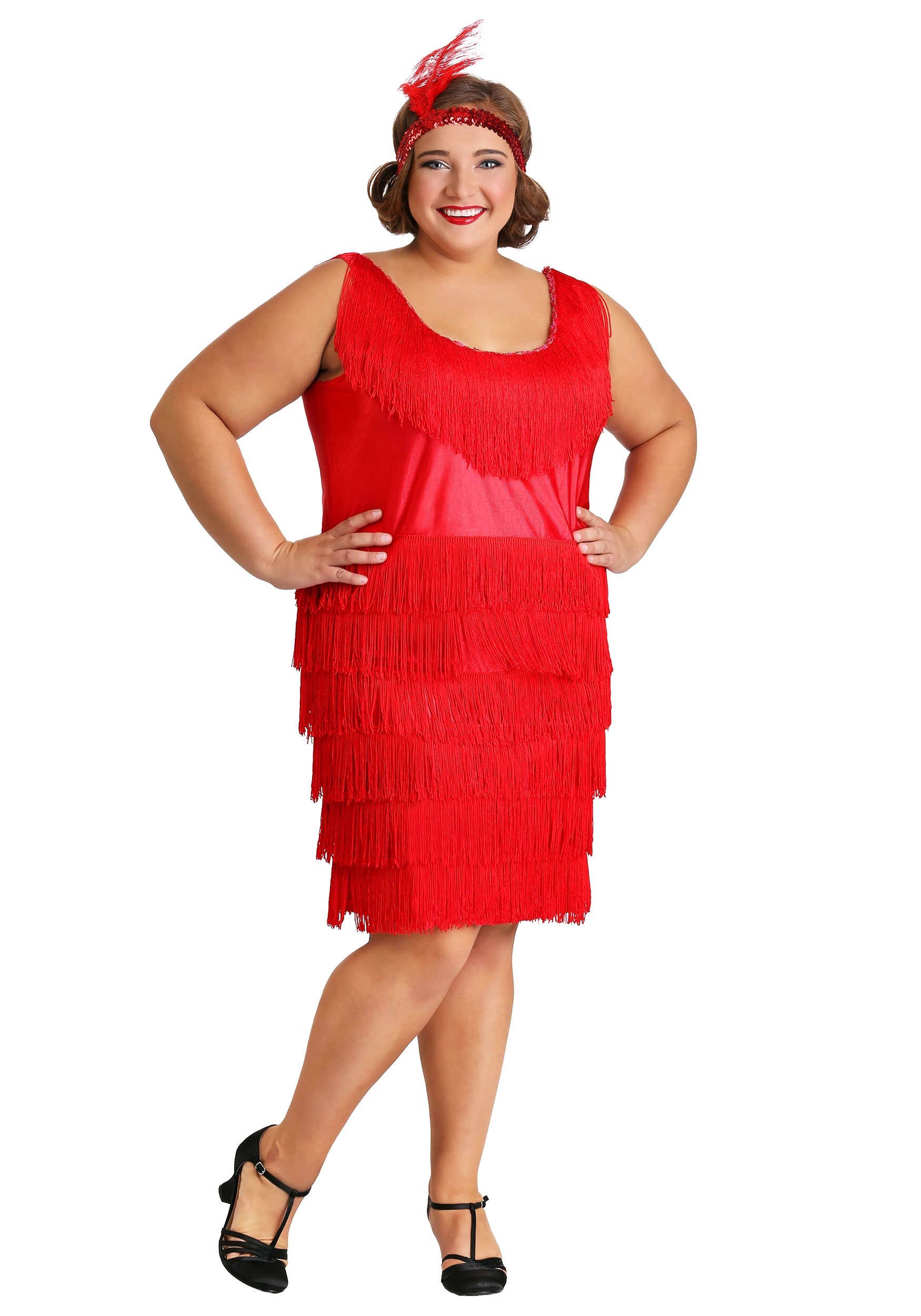 Women's Red Plus Size Flapper Fancy Dress Costume
