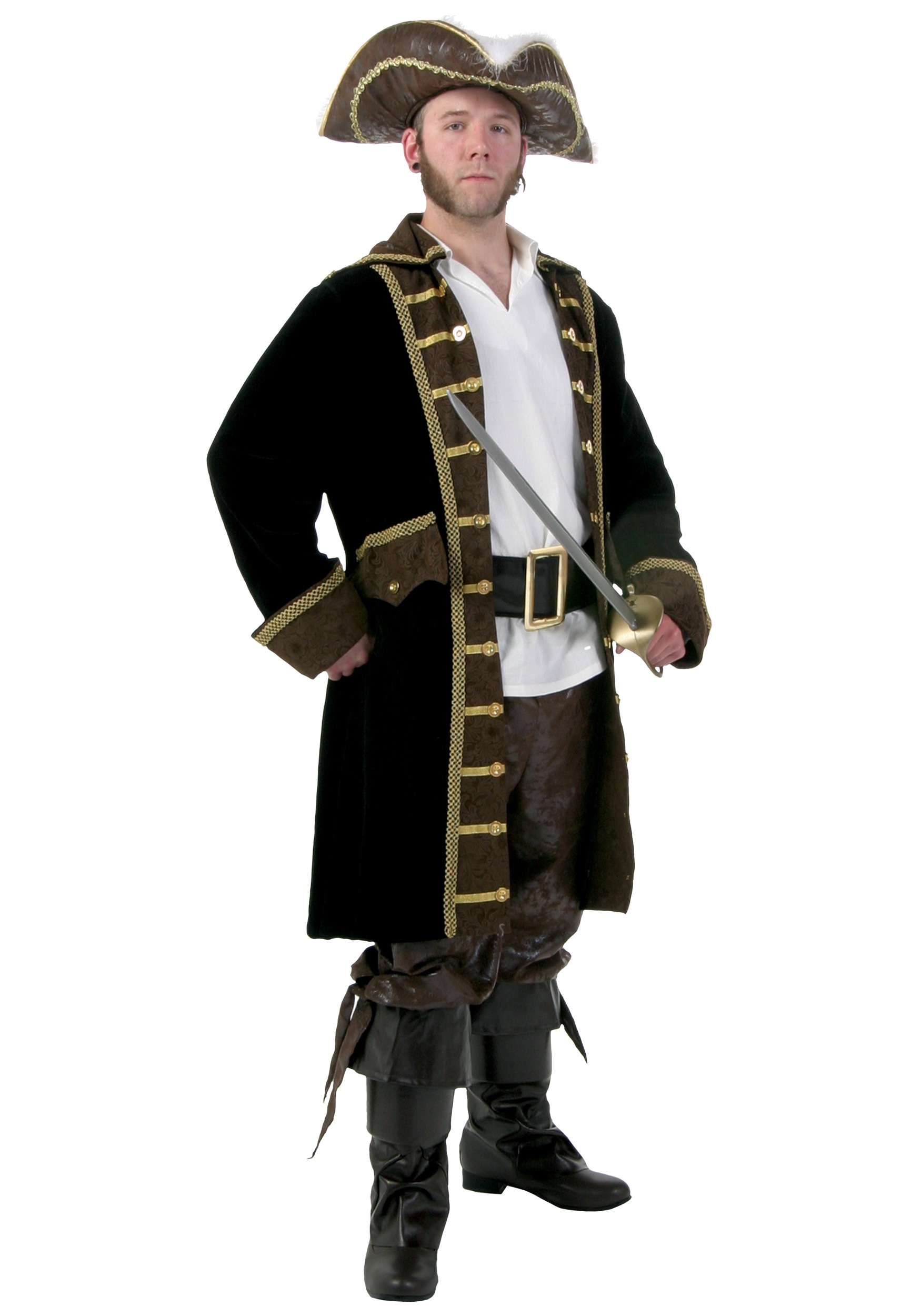 Men's Plus Size Realistic Pirate Fancy Dress Costume