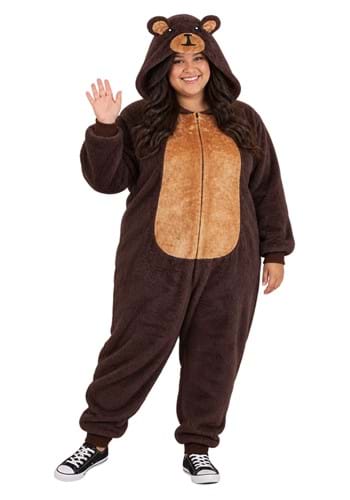 Plus Size Brown Bear Adult Onesie Costume New Main