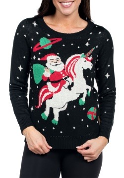 Tipsy Elves Womens Santa Riding Unicorn Ugly Christmas Sweat