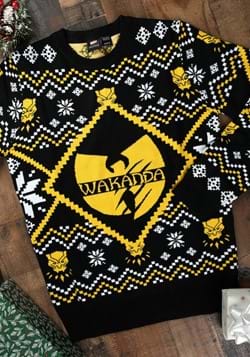 Black Panther Wakanda Black/Gold Intarsia Knit Ugly Sweater-