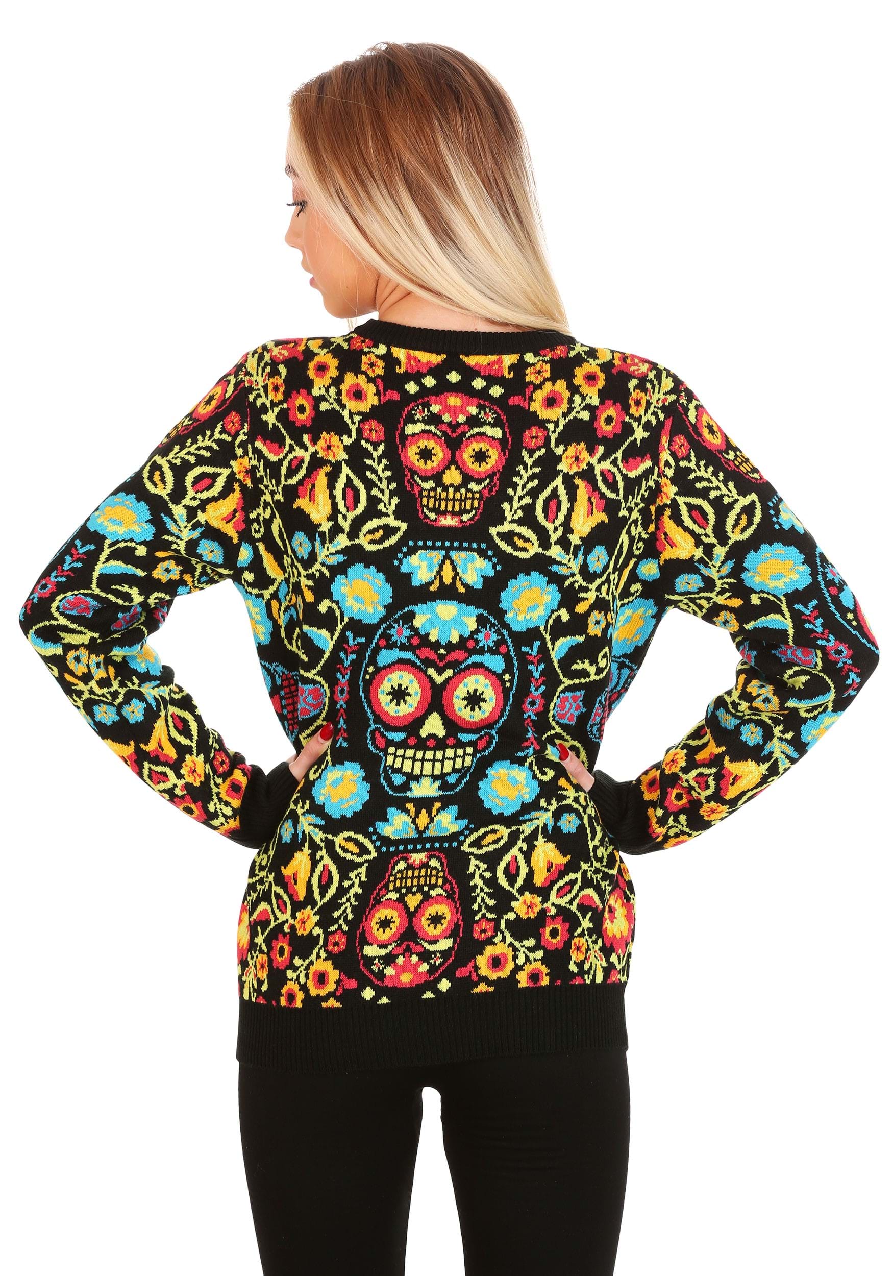 Sugar Skull Halloween Sweater For Adults , Exclusive