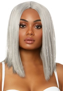 Silver Tinsel Long Bob Wig