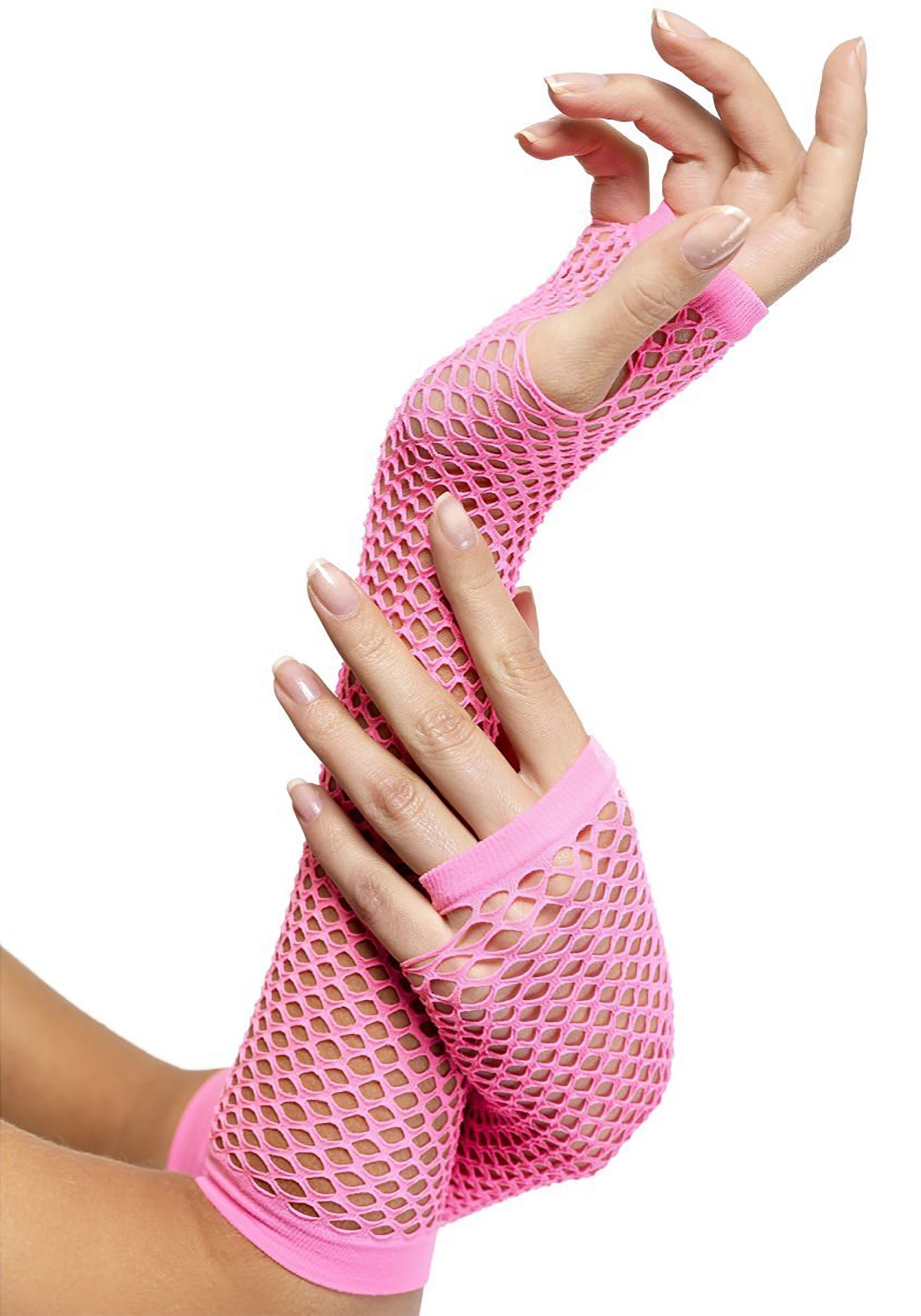 ATHX Women's Fingerless Colorful Fishnet Long Gloves 