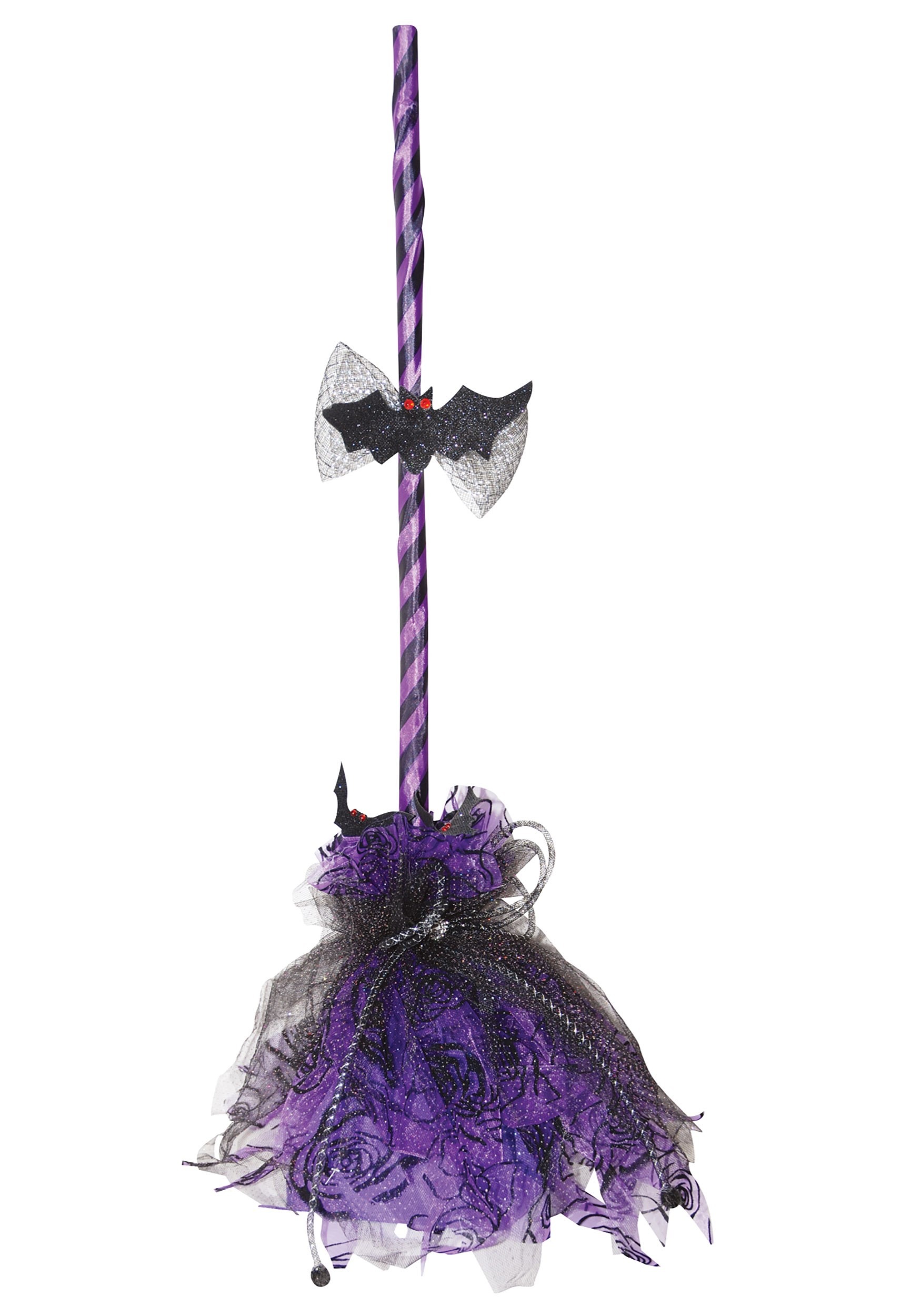 Purple Animated Shaking Broom Decoration , Witch Brooms