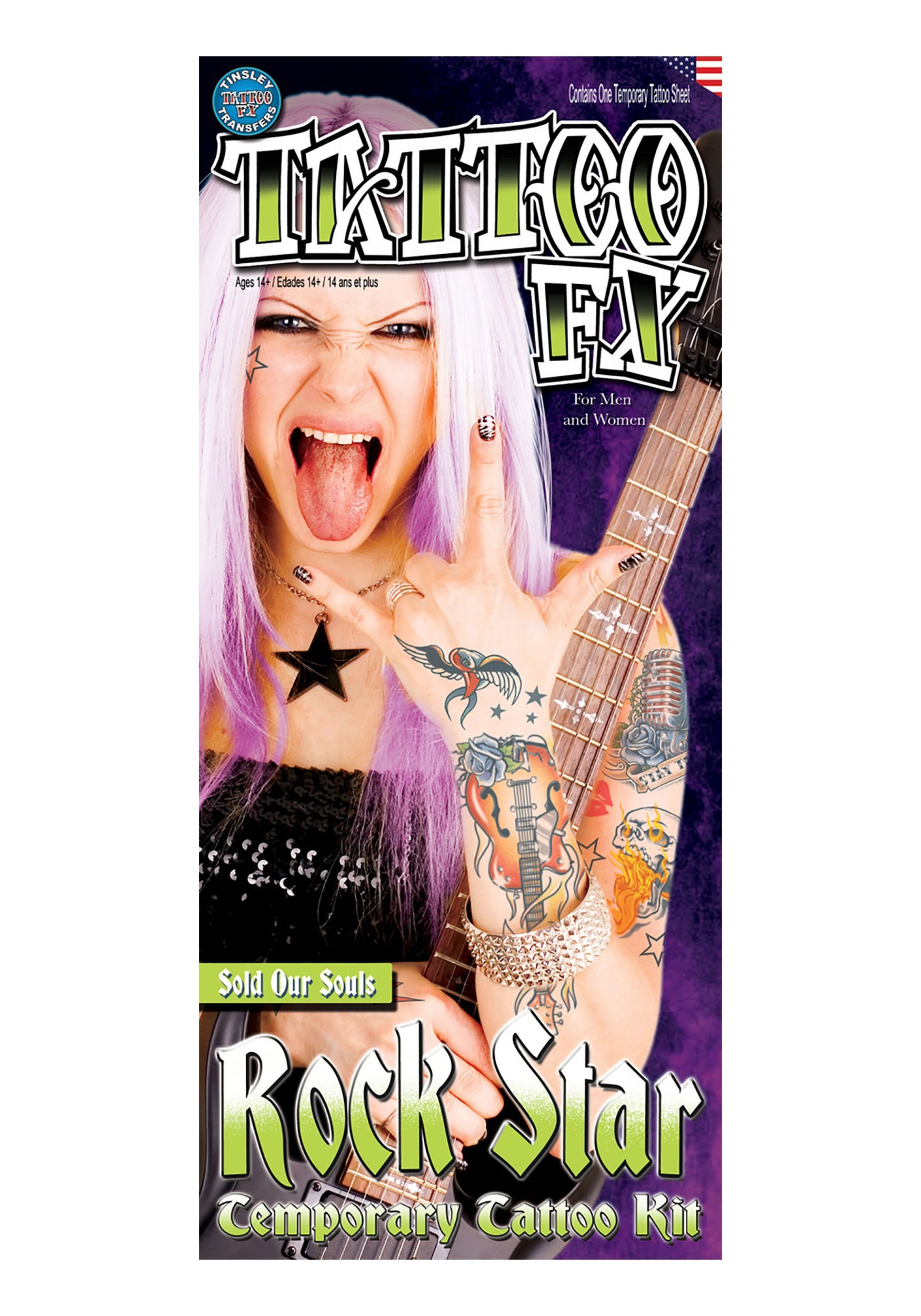 Photos - Fancy Dress ROCK Tinsley Transfers FX  Star Tattoo Kit Blue/Red/White 