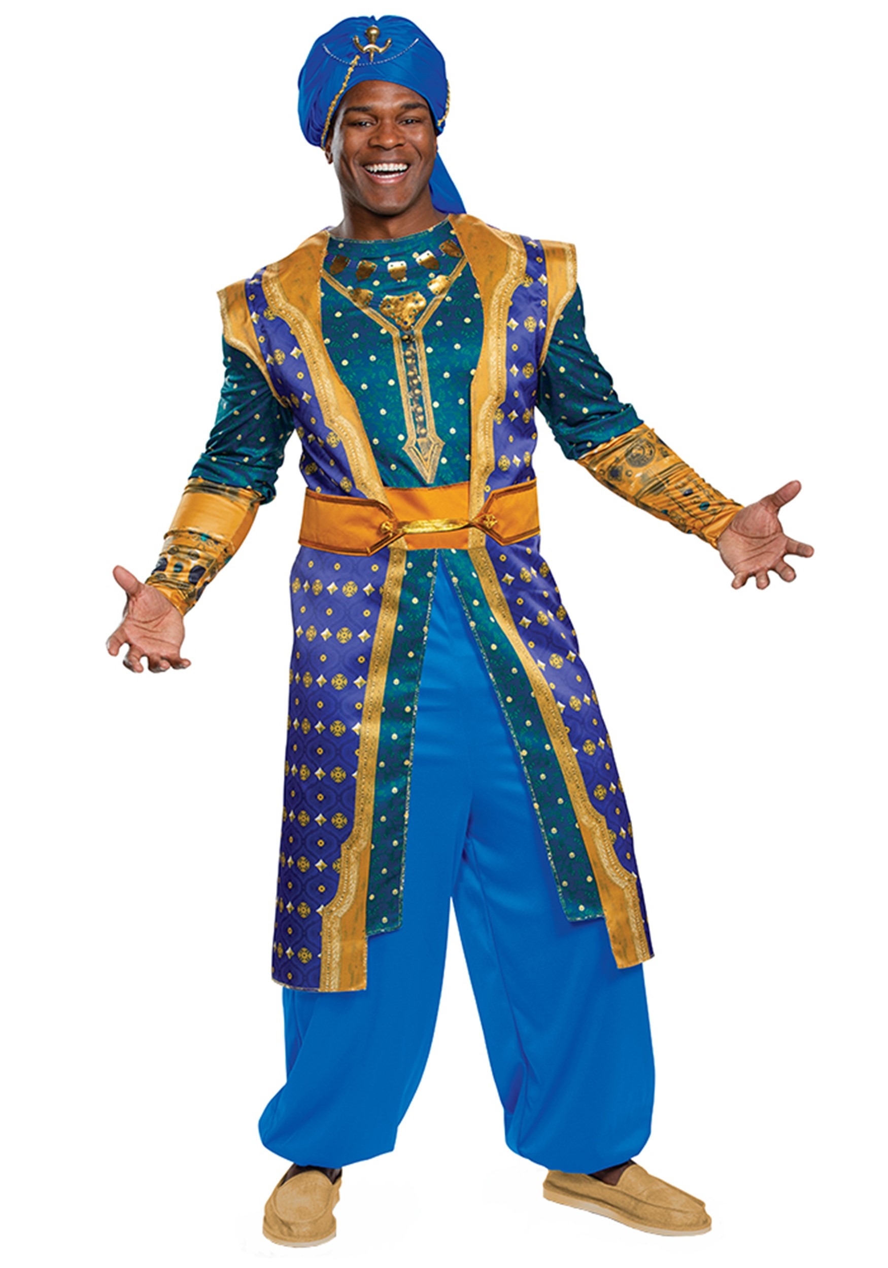 Photos - Fancy Dress Aladdin Disguise The  Live Action Adult Genie  Costume Blue/ 