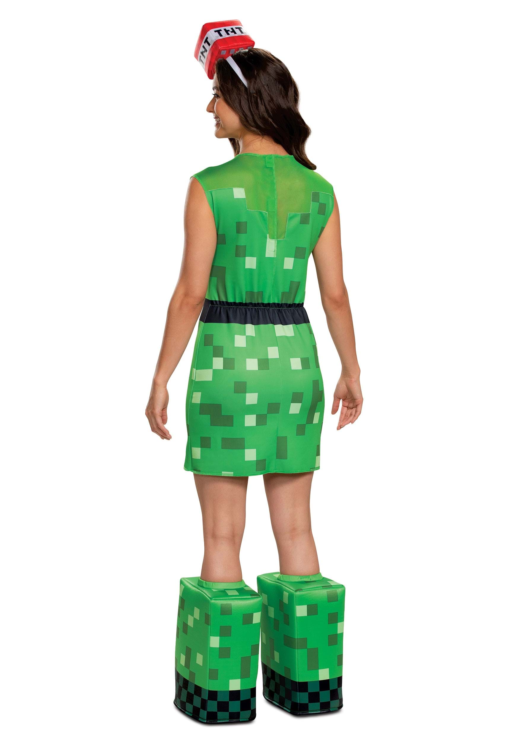 Womens Minecraft  Creeper Fancy Dress Costume