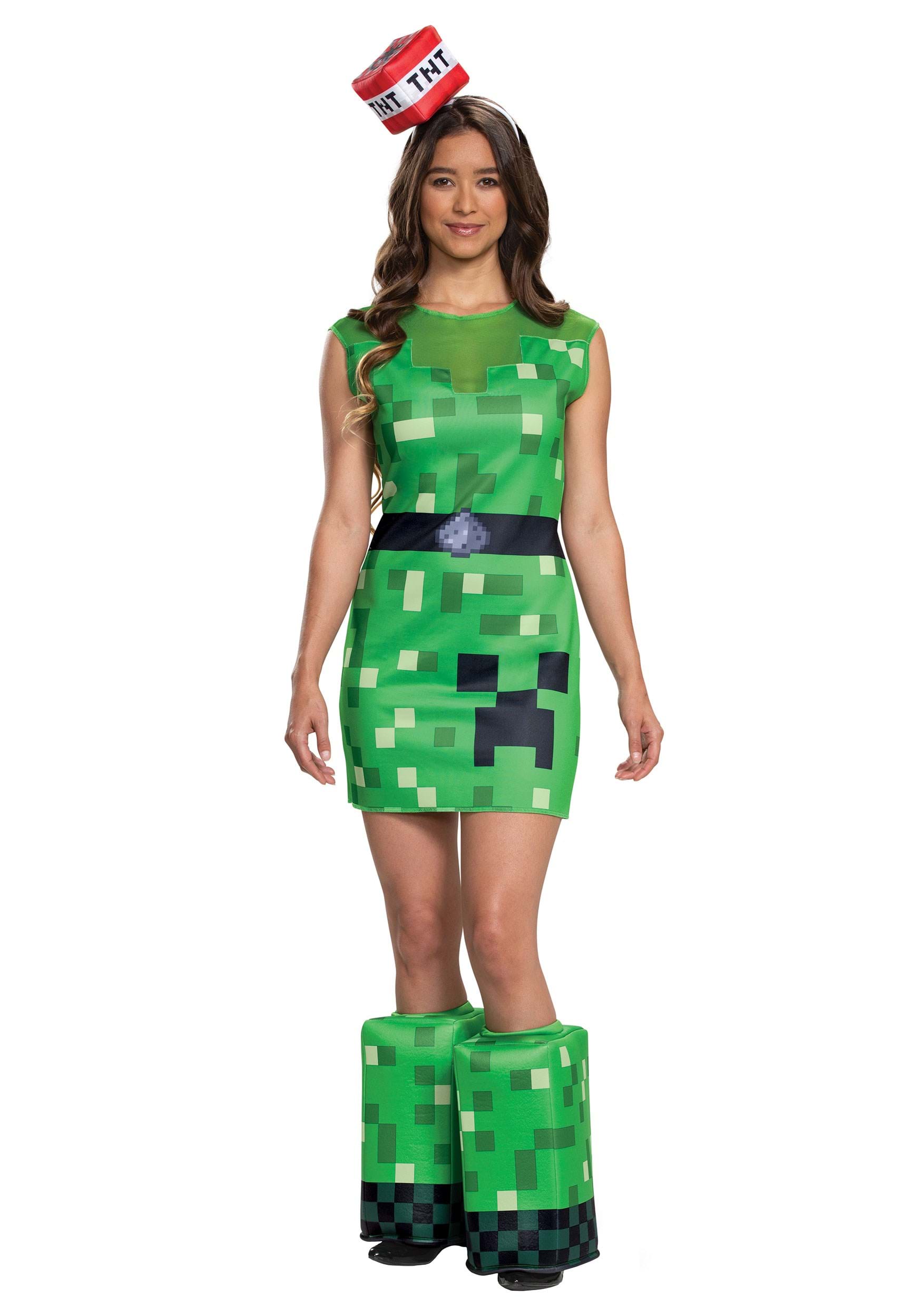 Photos - Fancy Dress Fancy Disguise Womens Minecraft Creeper  Dress Costume Green 