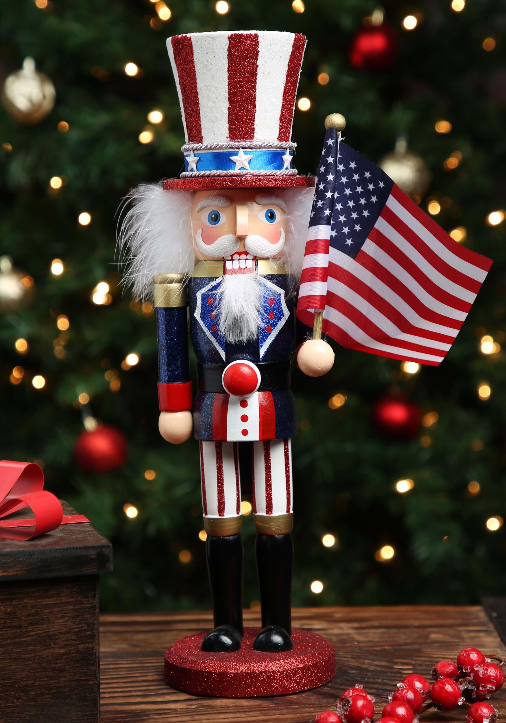 Wooden 15 inch Uncle Sam Nutcracker