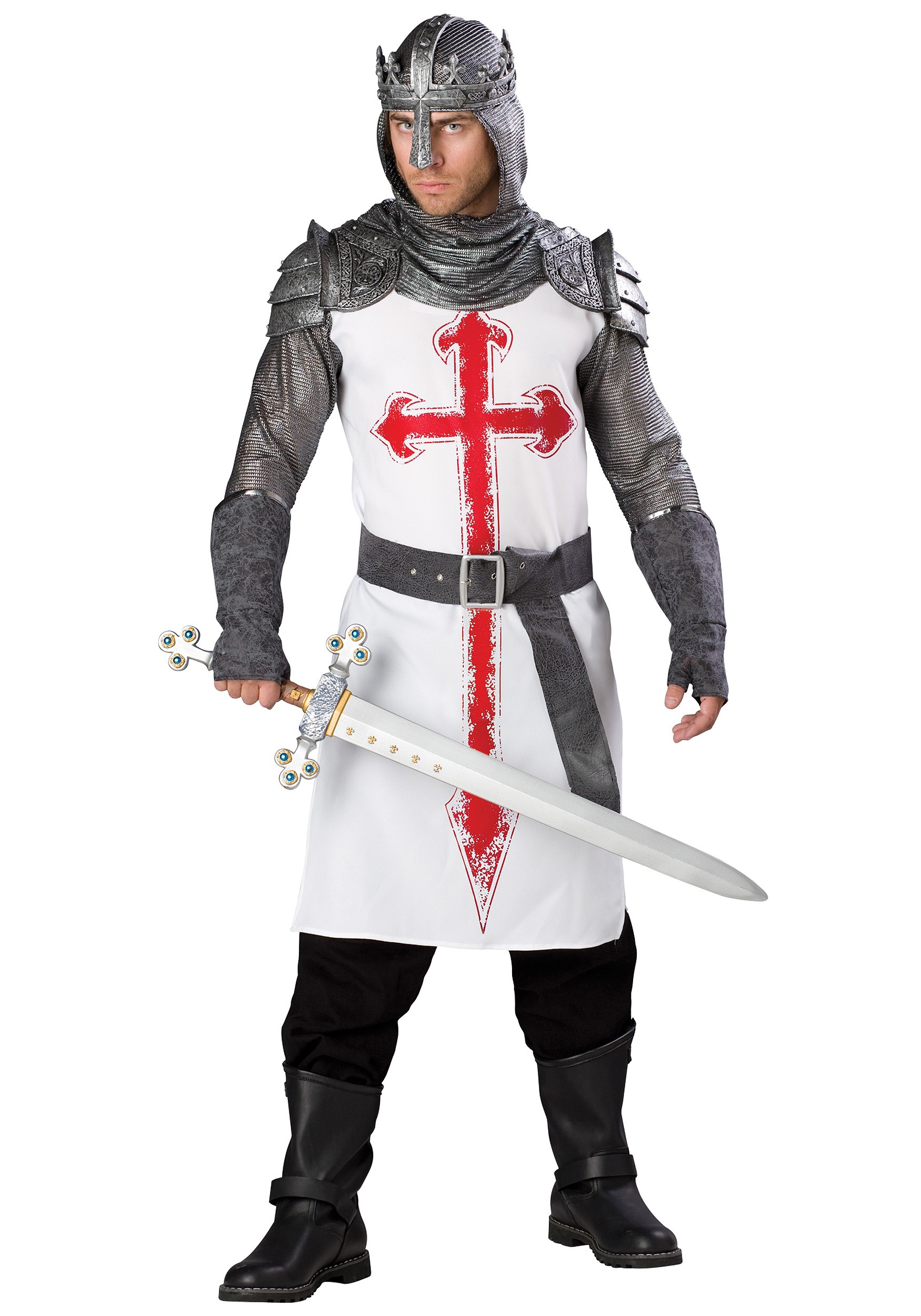 Deluxe Crusader Knight Fancy Dress Costume For Men