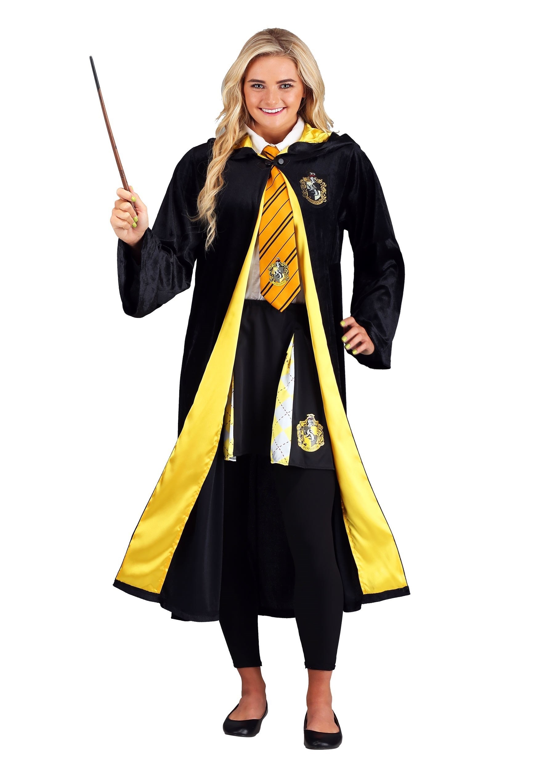 Photos - Fancy Dress Potter Jerry Leigh Adult Harry  Deluxe Hufflepuff Robe Black/Yellow 