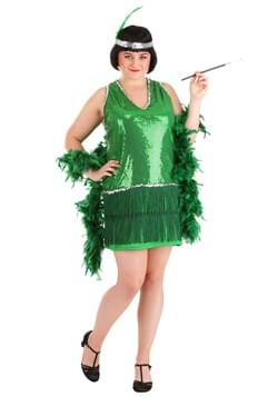 Womens Plus Size Emerald Flapper Costume