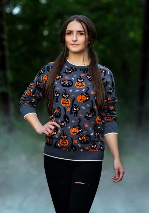 Quirky Kitty Halloween Sweater for Adults 1