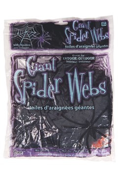 60g Large Black Spider Web w/Spiders Decoration