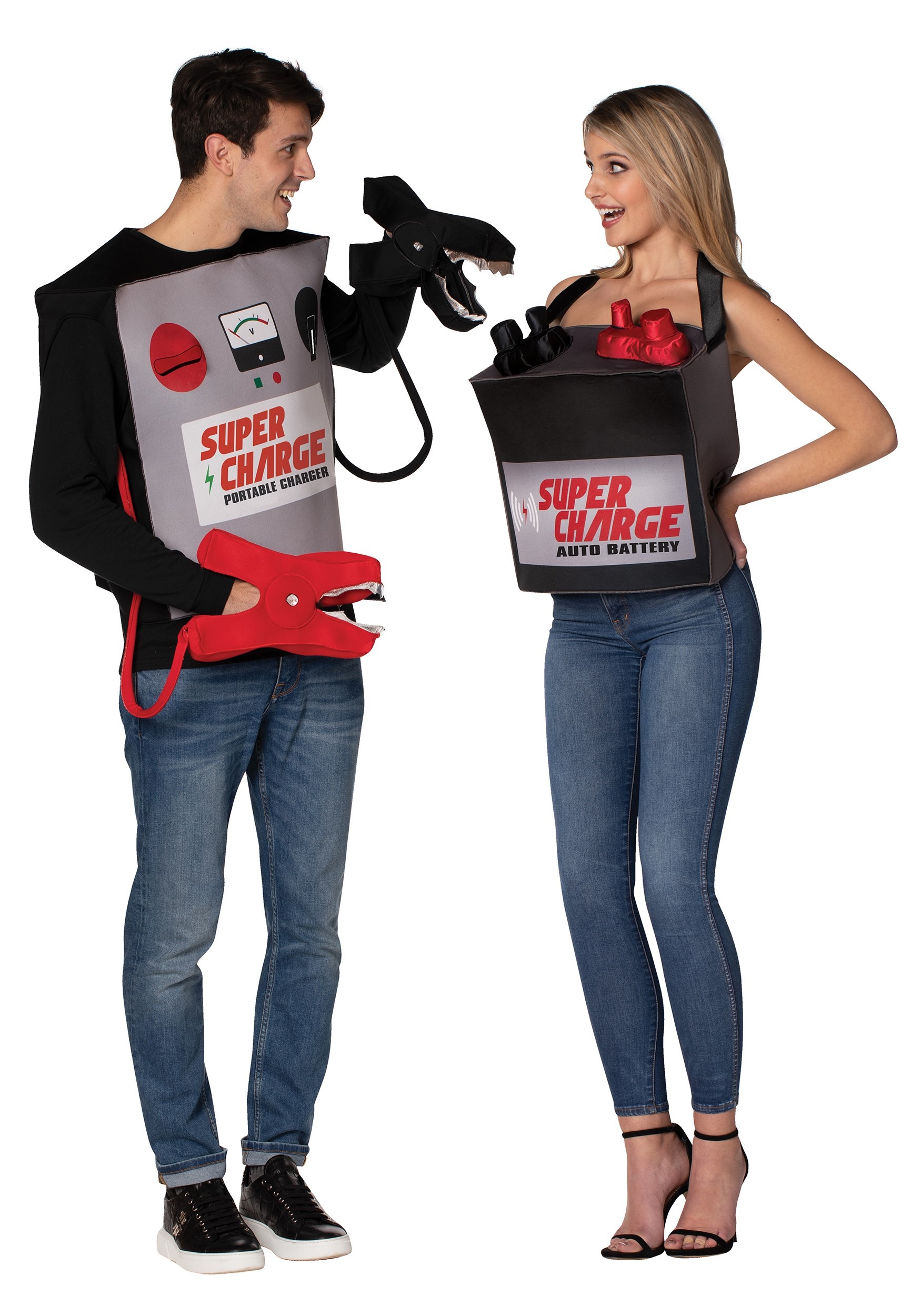 Battery & Jumper Cables Adult Couple's Fancy Dress Costume , Couples Fancy Dress Fancy Dress Costumes For Halloween
