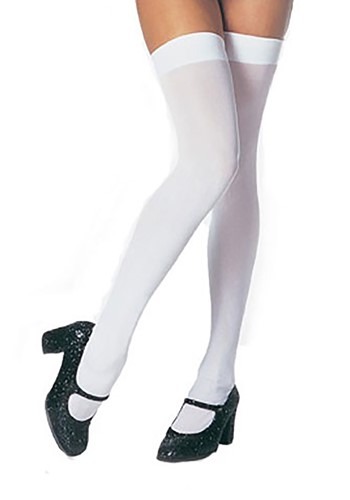 Plus Size Thigh High White Stockings