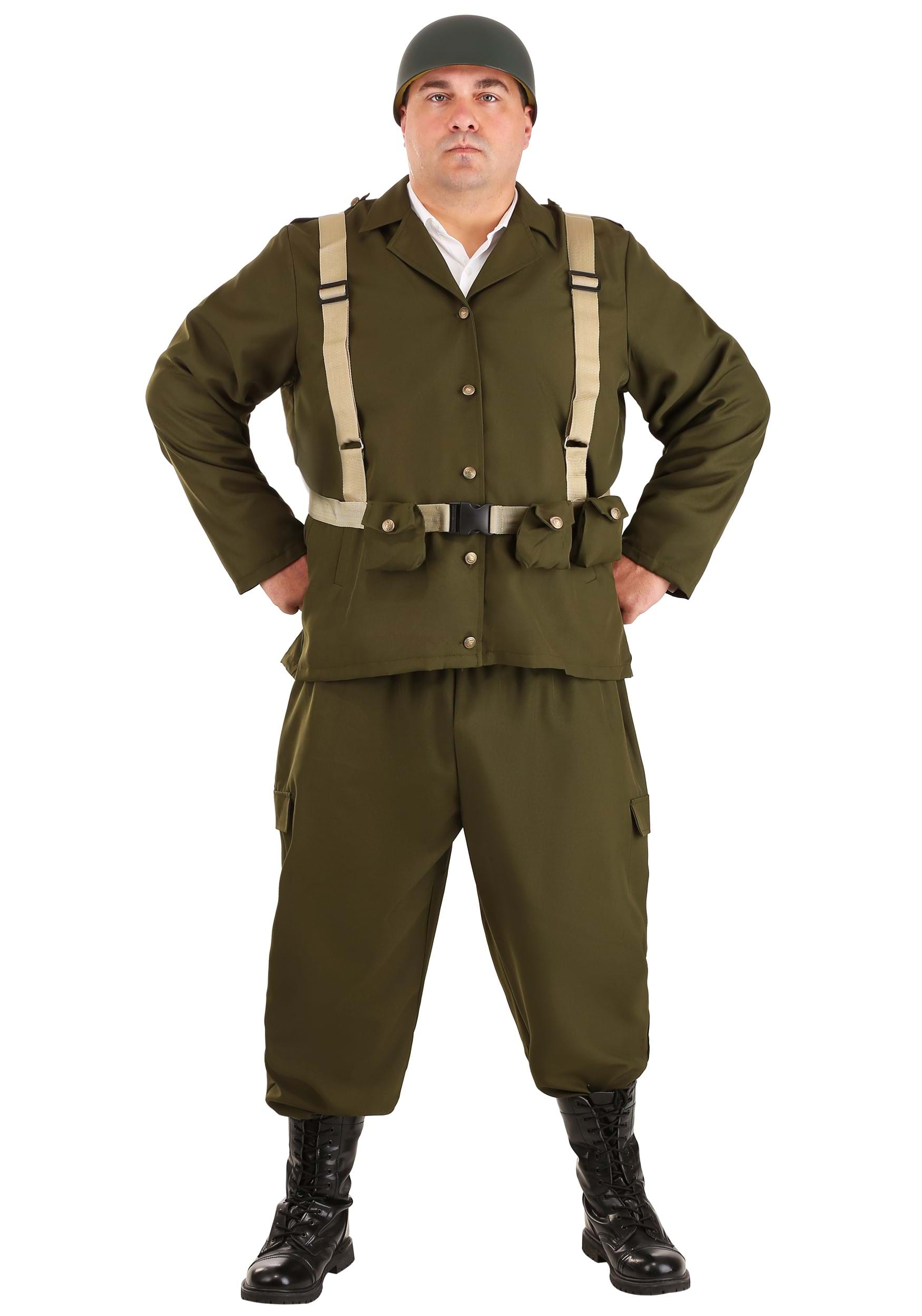 Photos - Fancy Dress Deluxe FUN Costumes  Plus Size WW2 Soldier  Costume for Men Brow 