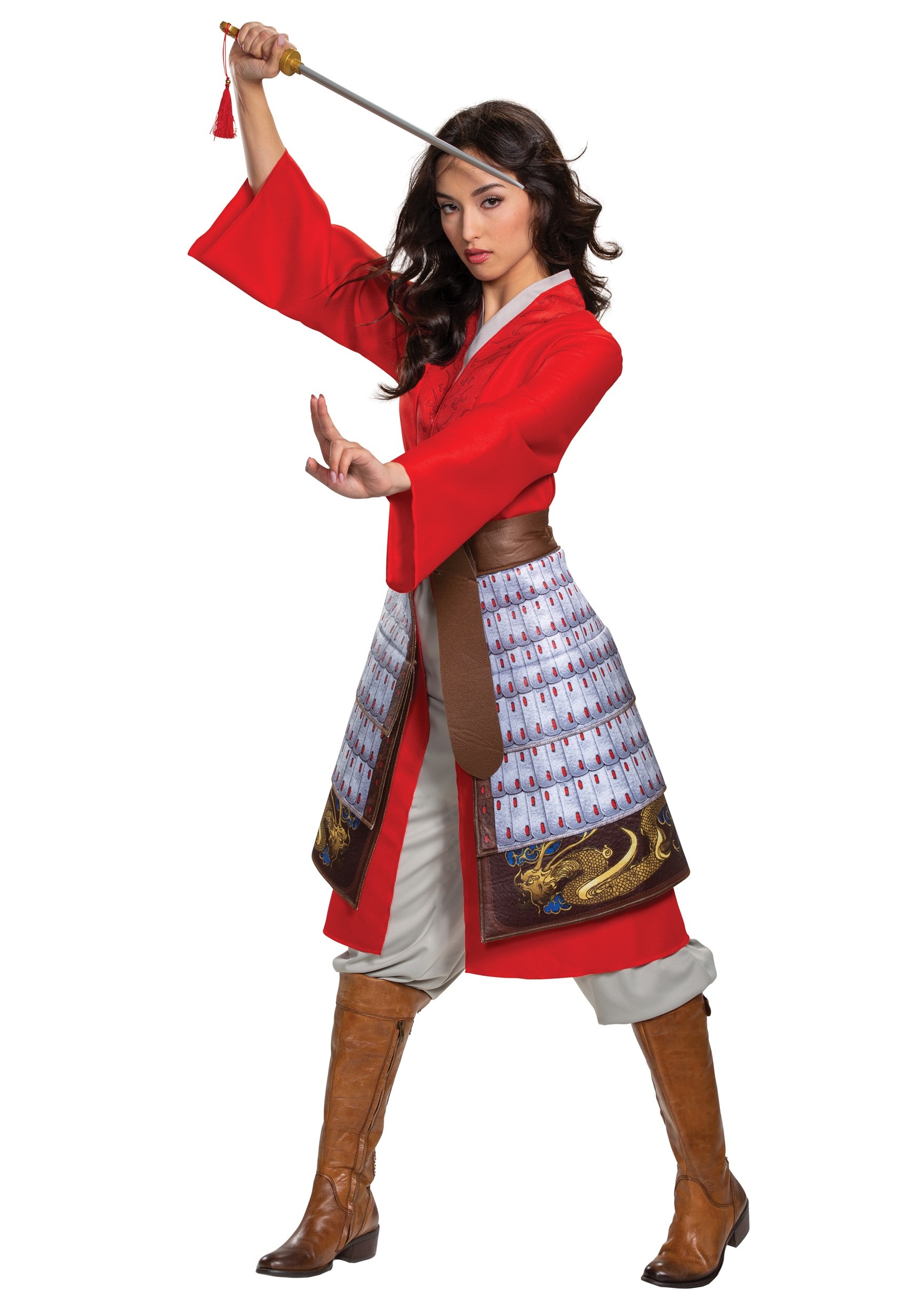 Women's Mulan Deluxe Hero Red Fancy Dress Costume