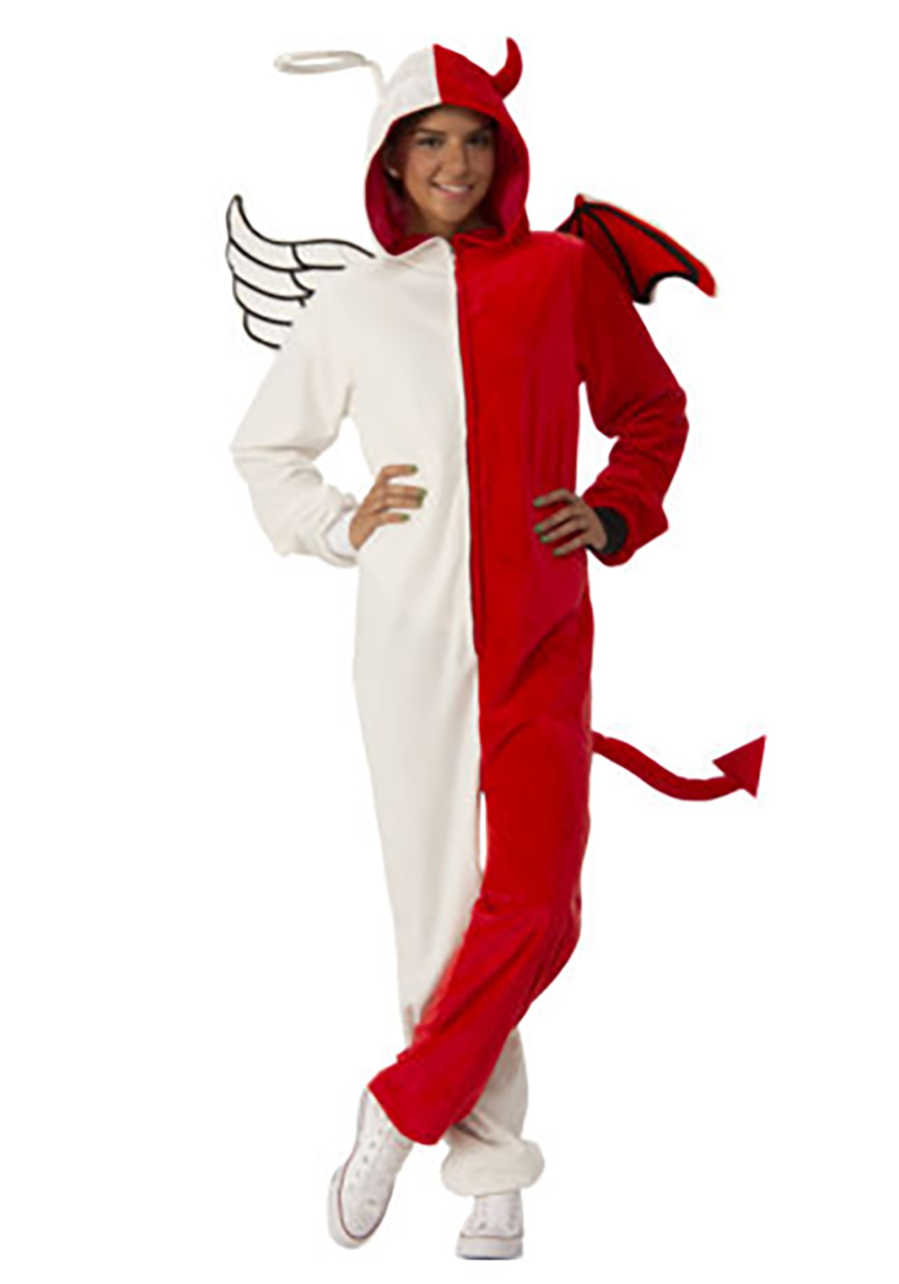 Adult Angel / Devil Jumpsuit Fancy Dress Costume , Onesie Fancy Dress Costume