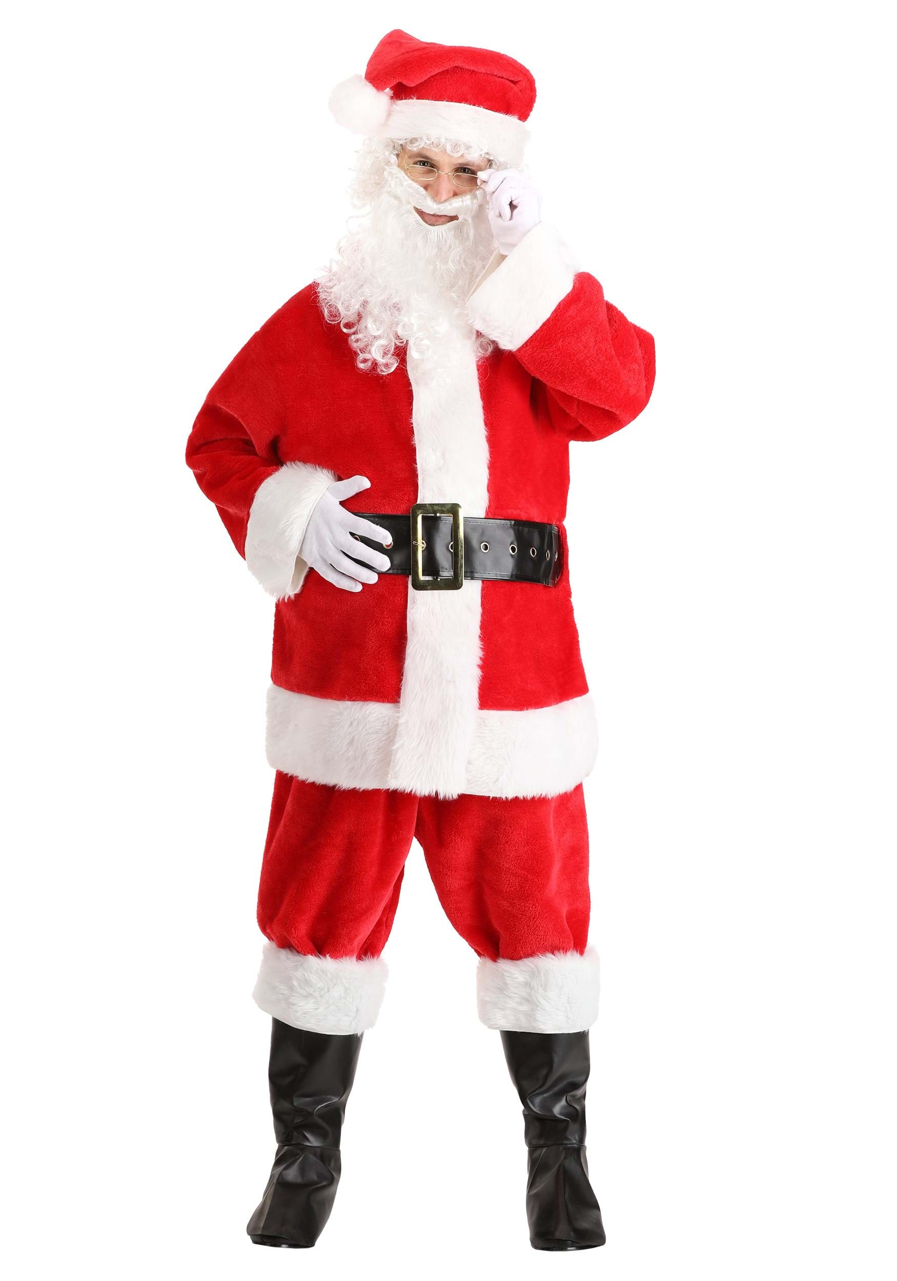 Deluxe Red Santa Claus Adult Fancy Dress Costume