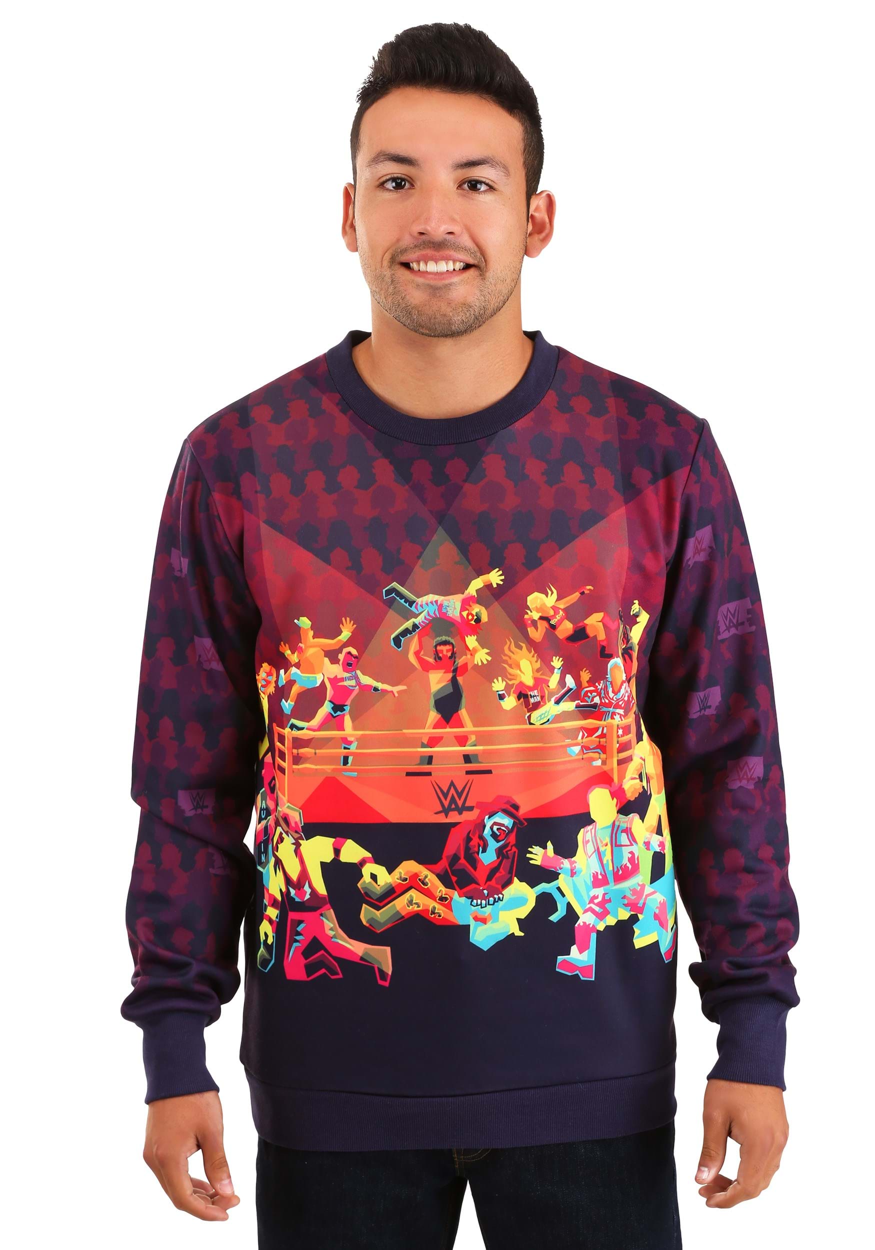 Photos - Fancy Dress Radical FUN Wear  Rumble WWE Ugly Christmas Sweatshirt for Adults Red/O 