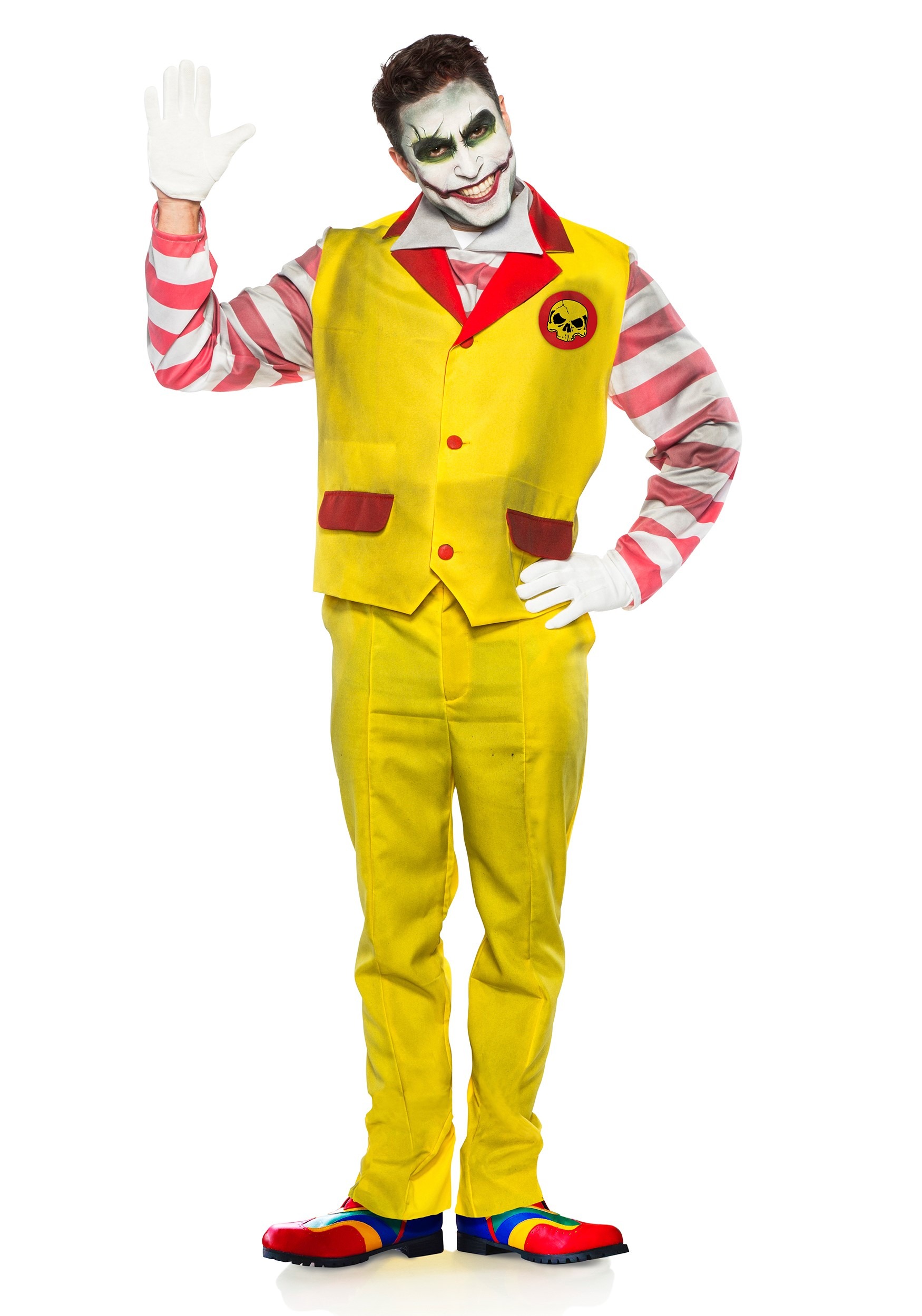 Mens Evil Fast Food Clown Fancy Dress Costume