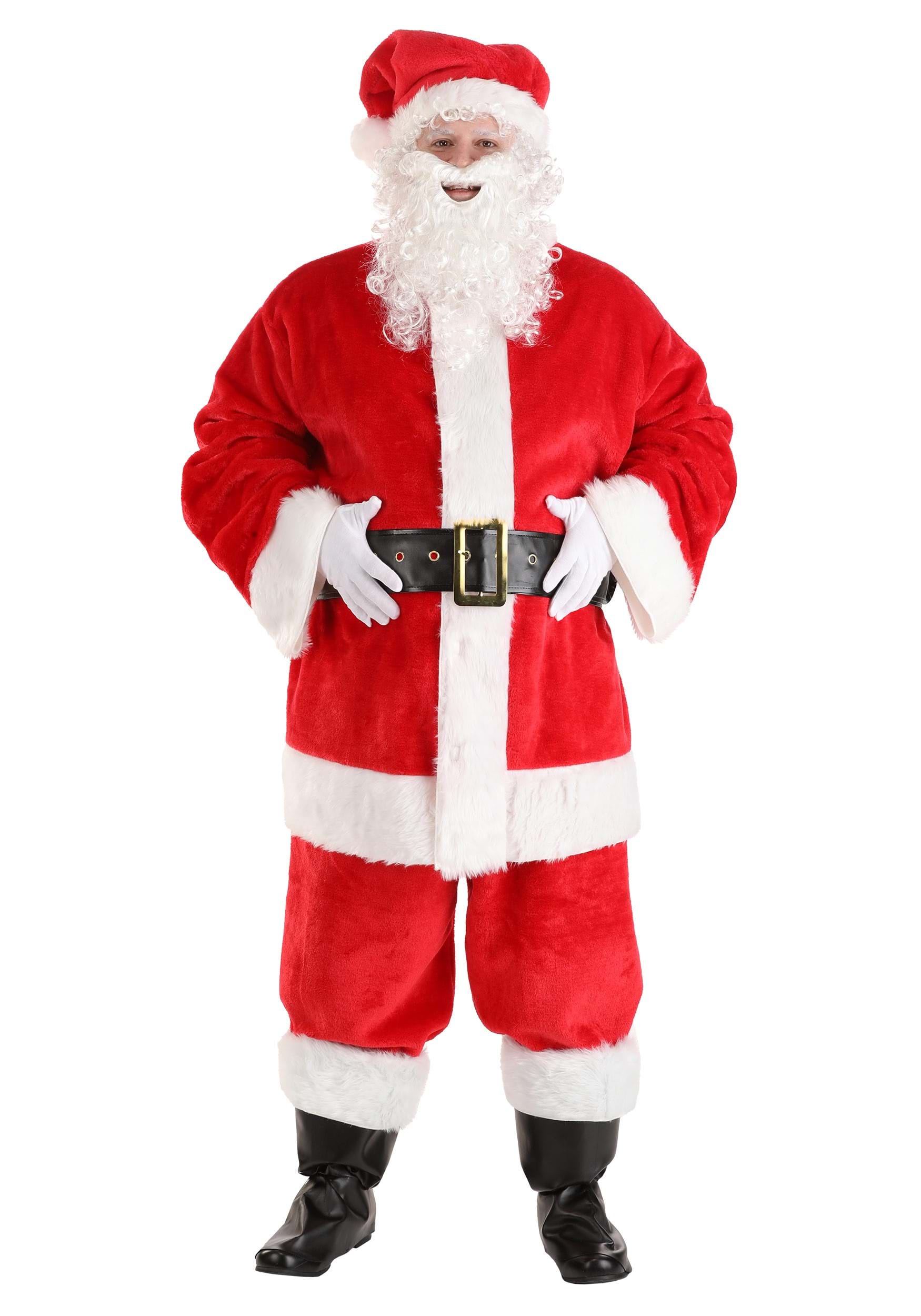 Plus Size Deluxe Red Santa Claus Men's Fancy Dress Costume | Christmas Fancy Dress Costumes
