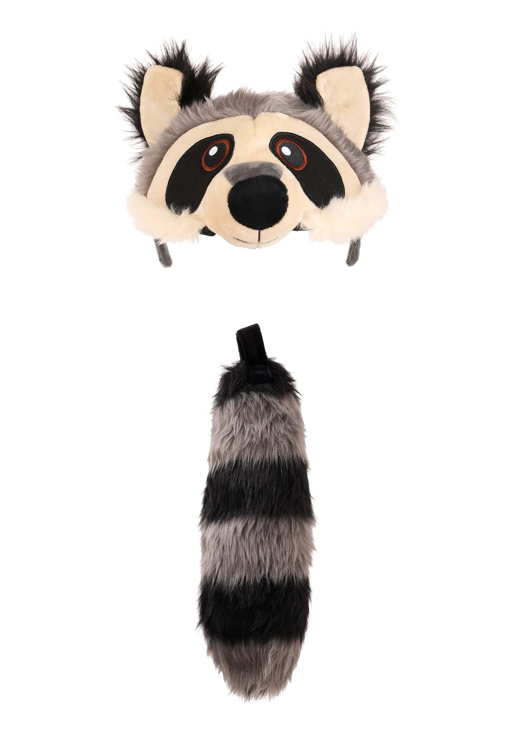 Raccoon Plush Headband & Tail Fancy Dress Costume Kit