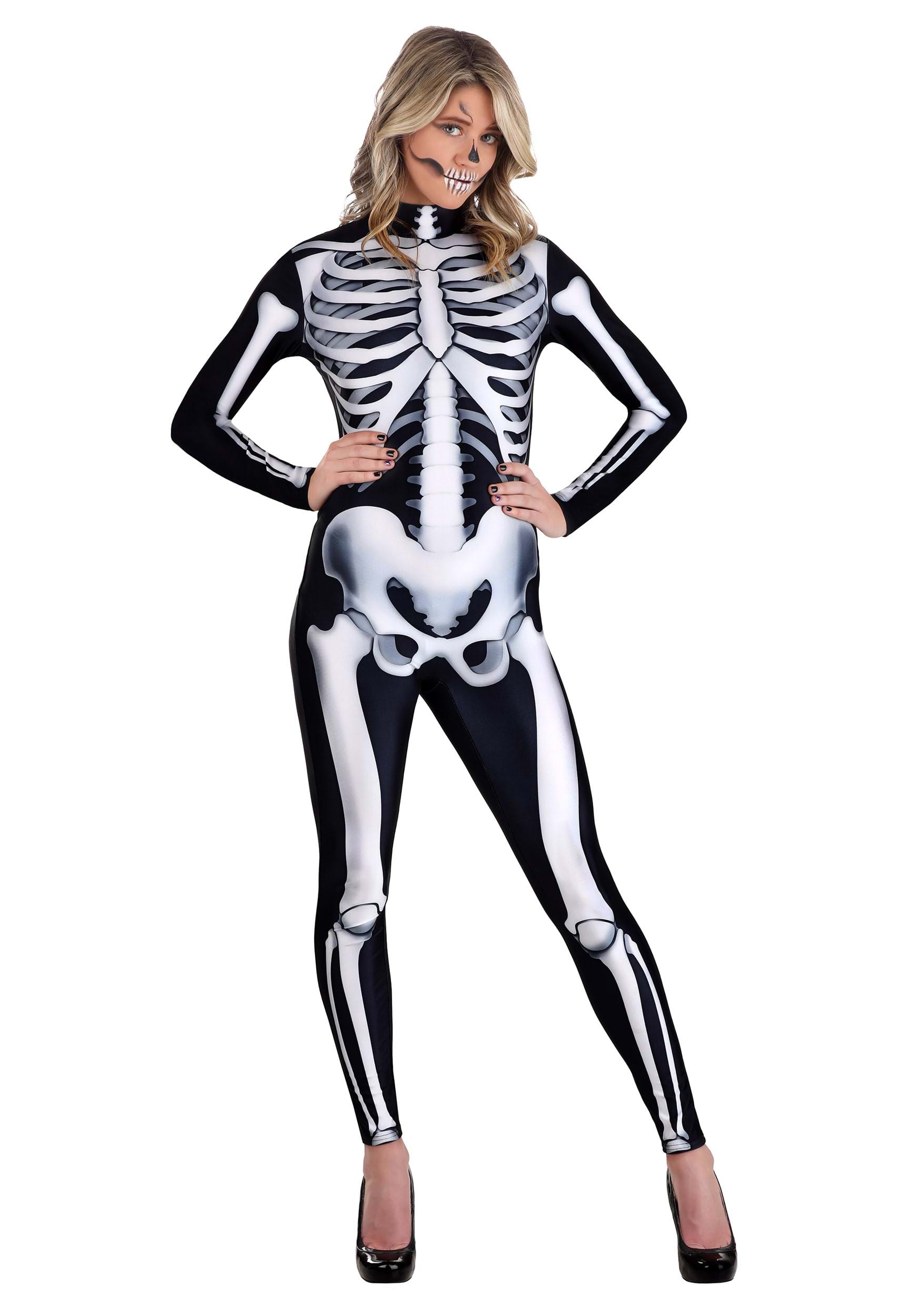 Women's Skeleton Jumpsuit Fancy Dress Costume