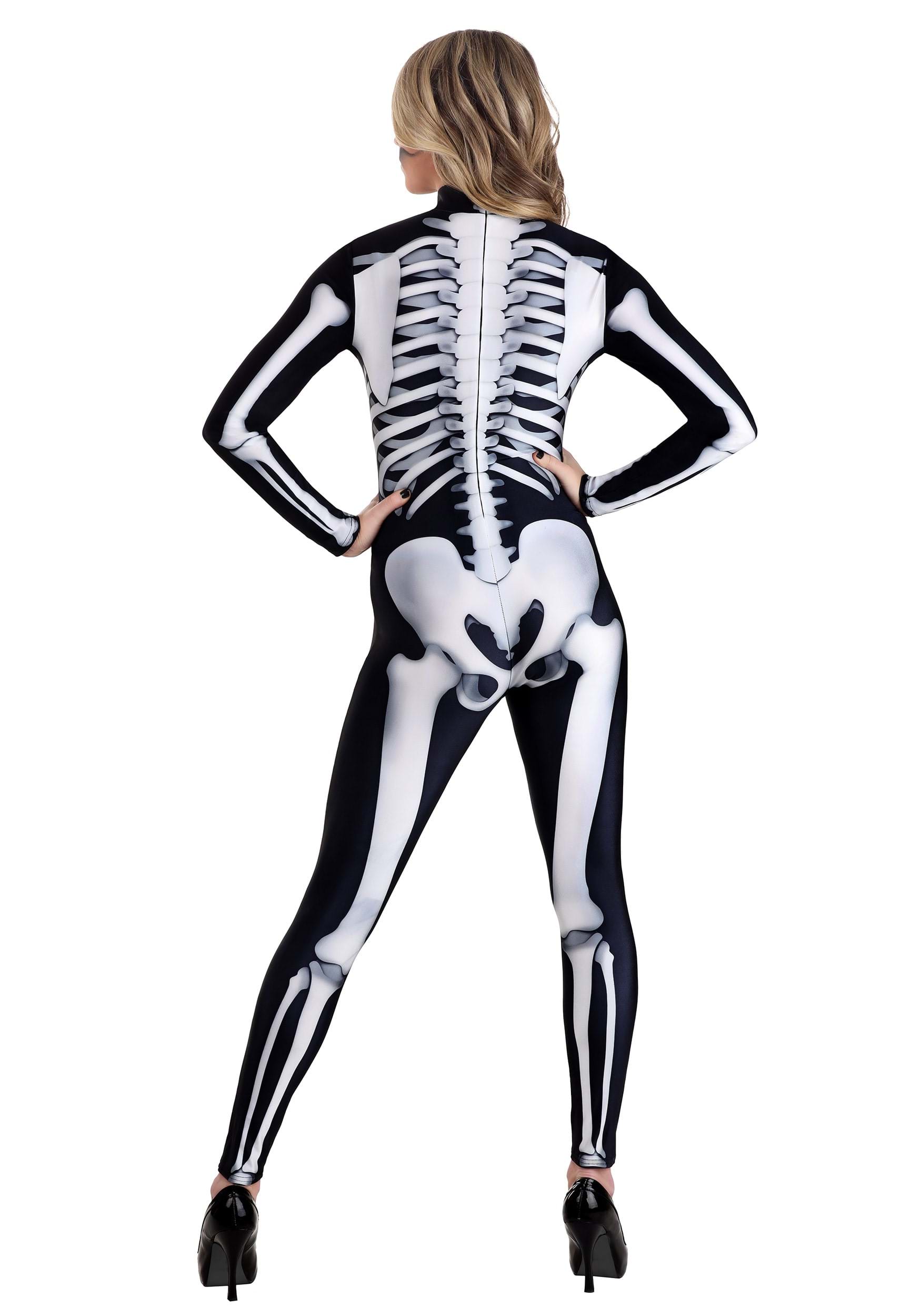 Women's Skeleton Jumpsuit Fancy Dress Costume