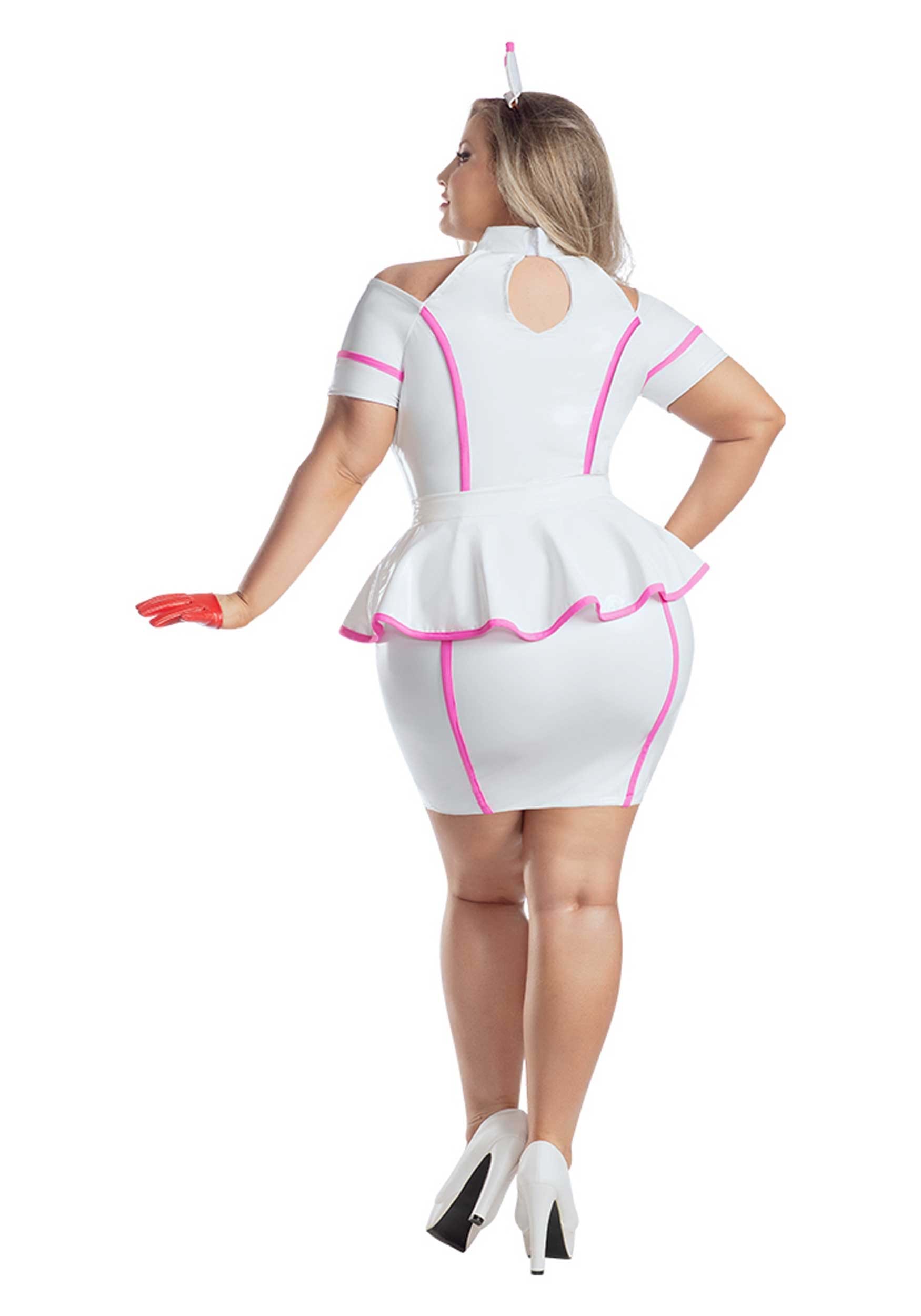 Plus Size Women's Pink Nurse Fancy Dress Costume , Plus Size Nurse Fancy Dress Costumes