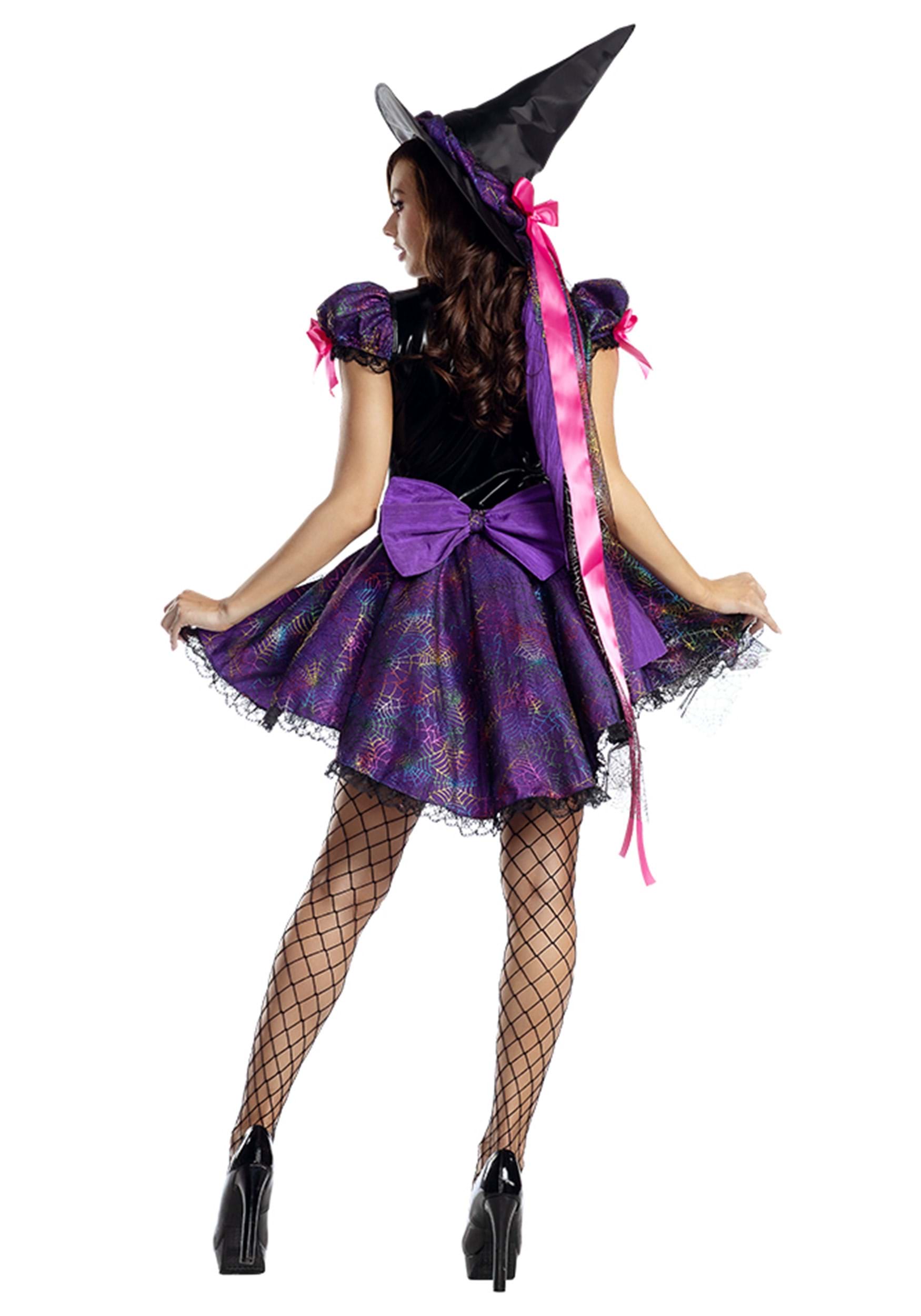 Purple Web Witch Women's Fancy Dress Costume