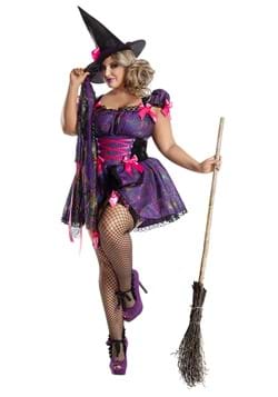 Women's Plus Purple Web Witch Costume